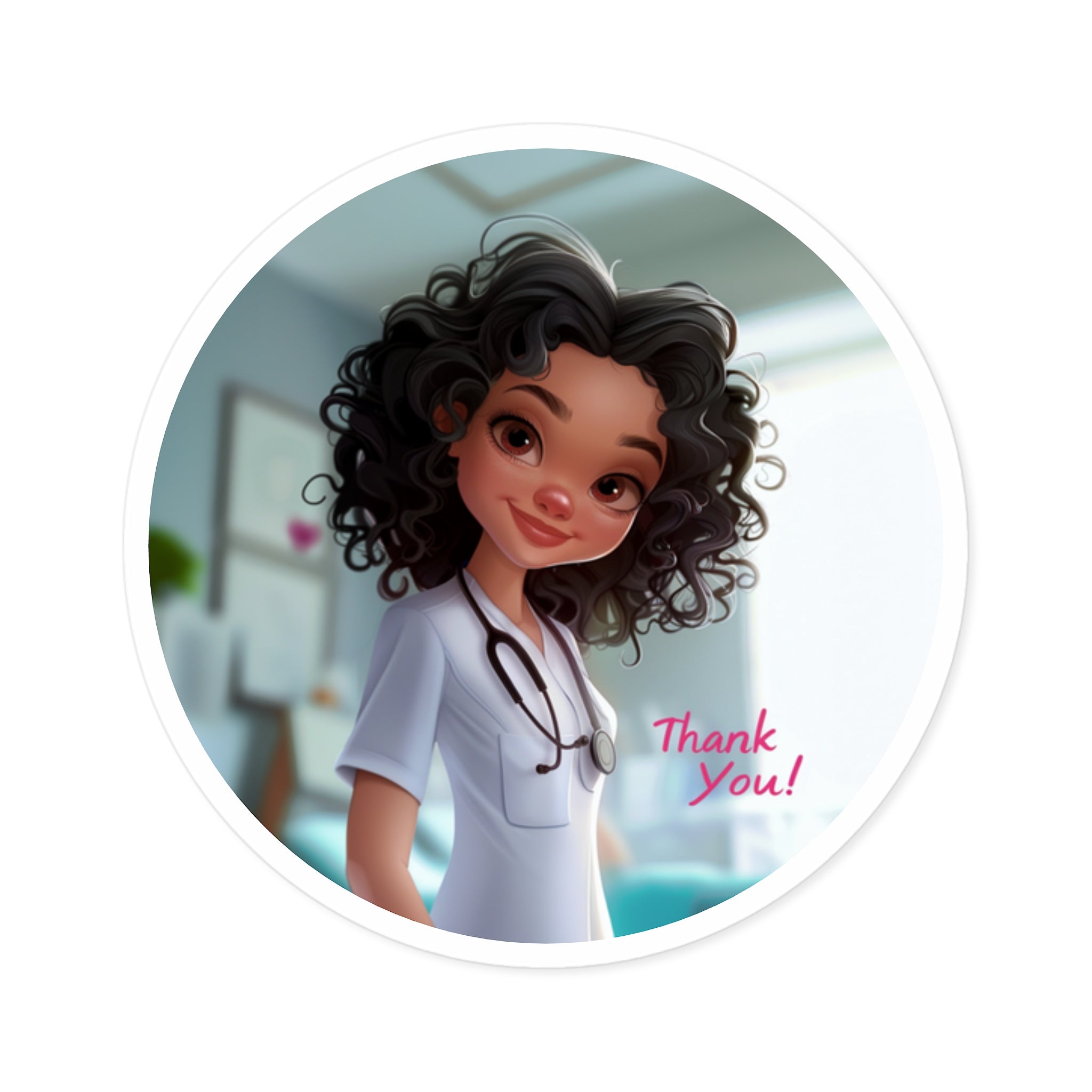 Nurse Thank You Sticker, Cartoon Style Art, Medical Appreciation, Gift