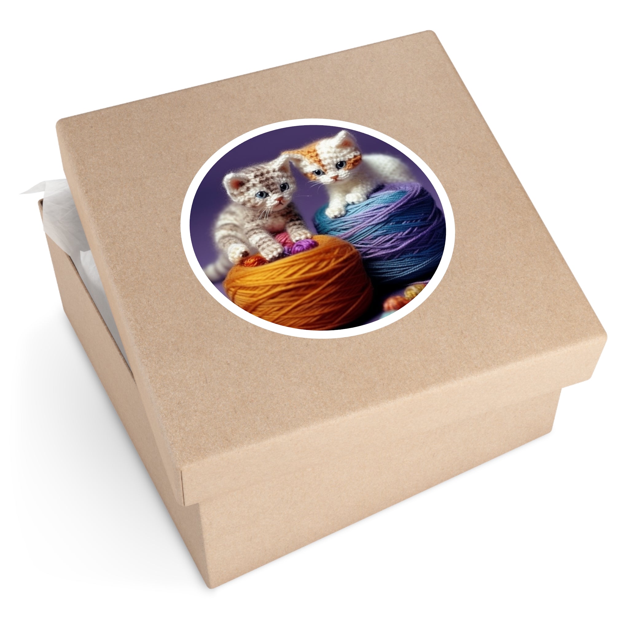 Yarn Kittens Sticker, Cute Craft Art, Cozy Handmade Look, Whimsical Pair