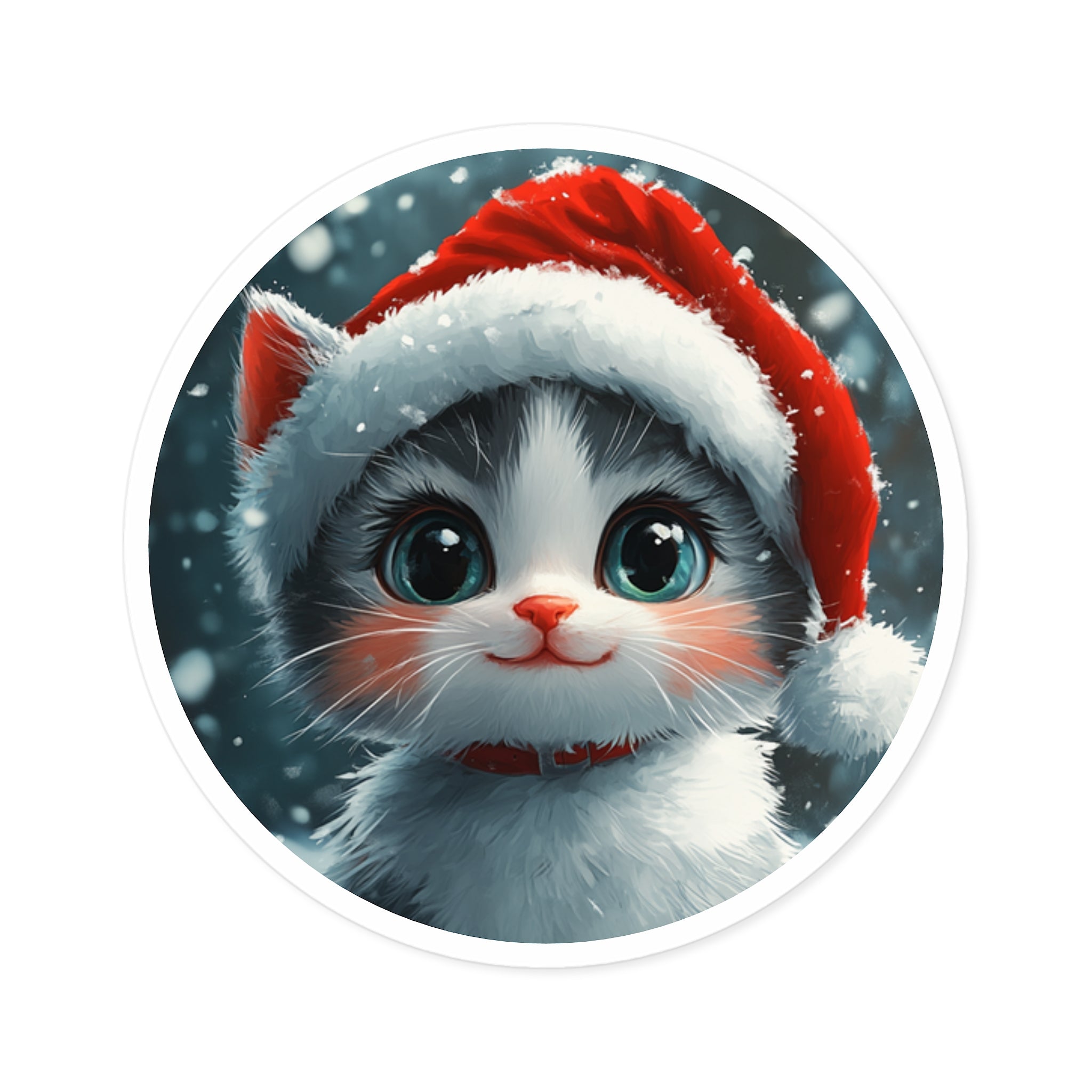 Cute Holiday Kitten Sticker, Christmas Cat Art, Festive Winter Design, Adorable Gift