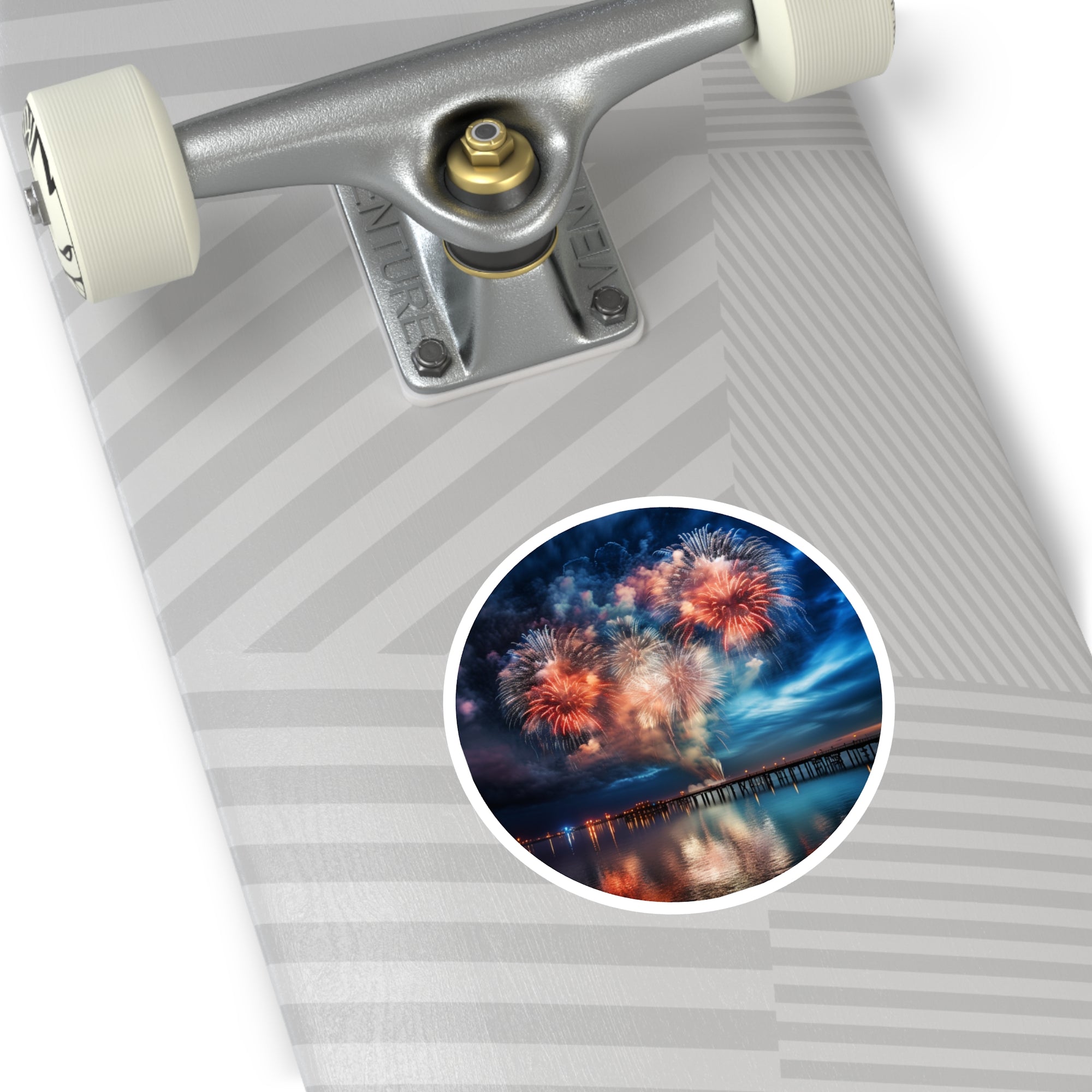 Ocean Fireworks, Night Sky Sticker, Celebration Art, Festive Design