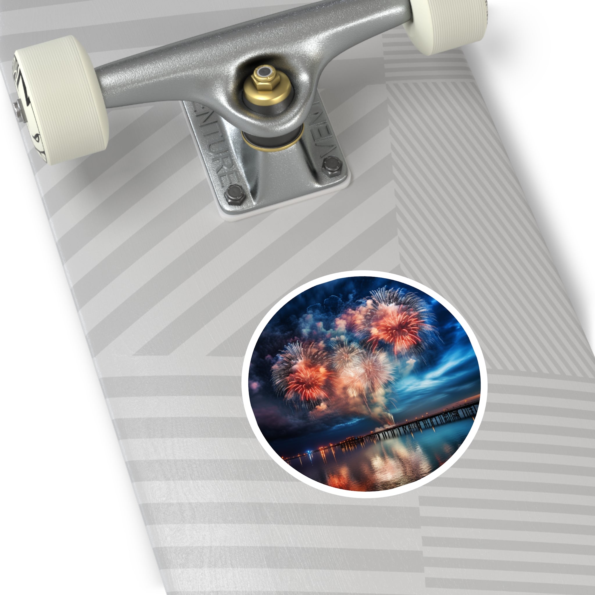 Ocean Fireworks, Night Sky Sticker, Celebration Art, Festive Design