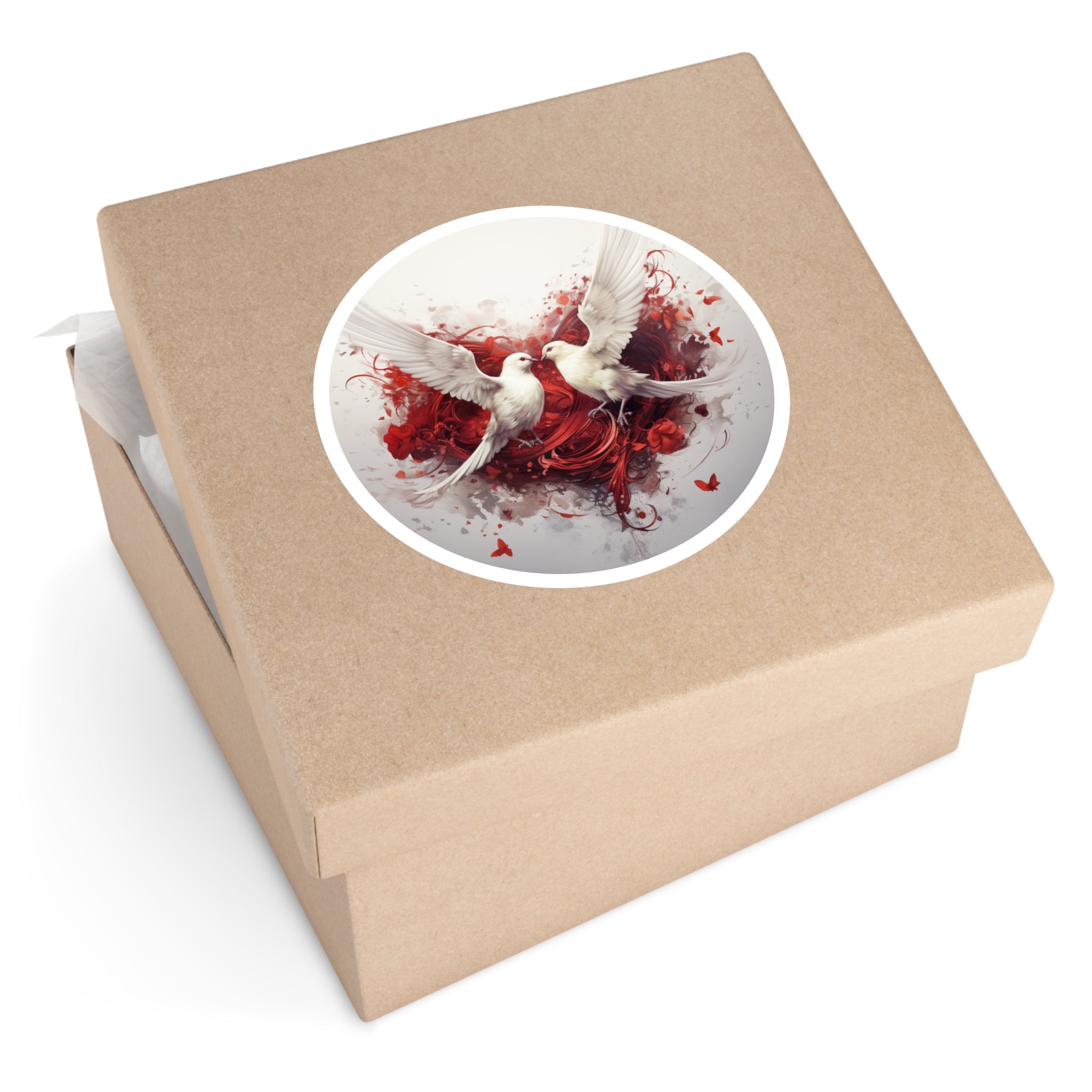 Love Doves Sticker, Romantic Heart Design, Valentine Gift, Symbol of Peace