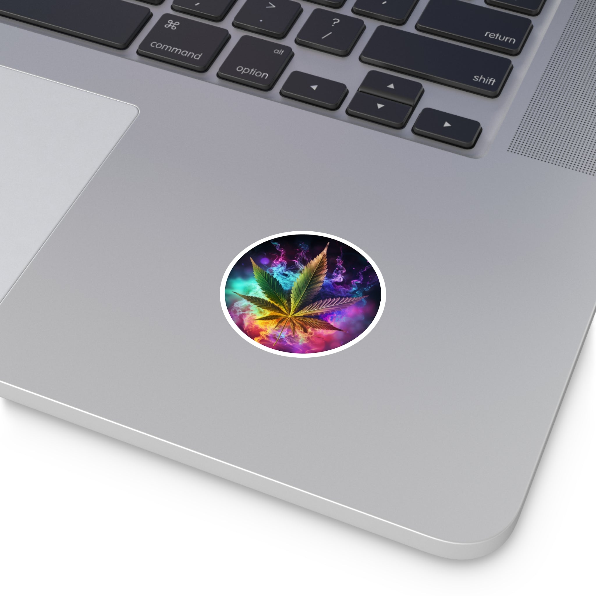 Colorful Leaf Art Sticker, Vibrant Smoke Style, Aesthetic Design, Bold Statement