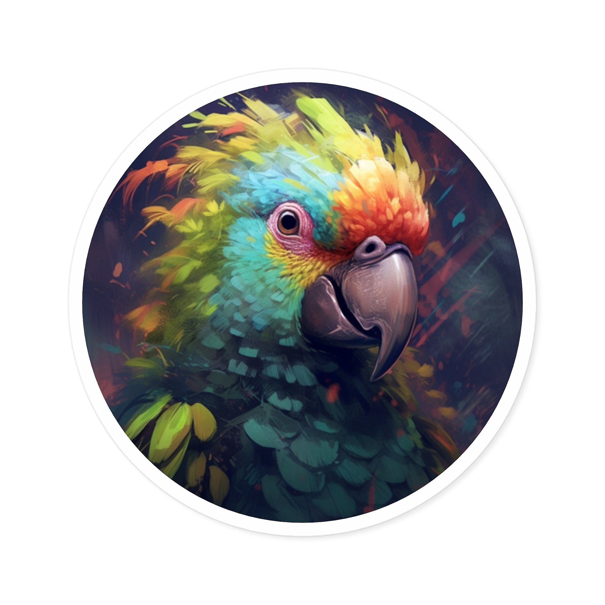 Colorful Parrot Sticker, Tropical Art, Vibrant Bird Design, Exotic Gift