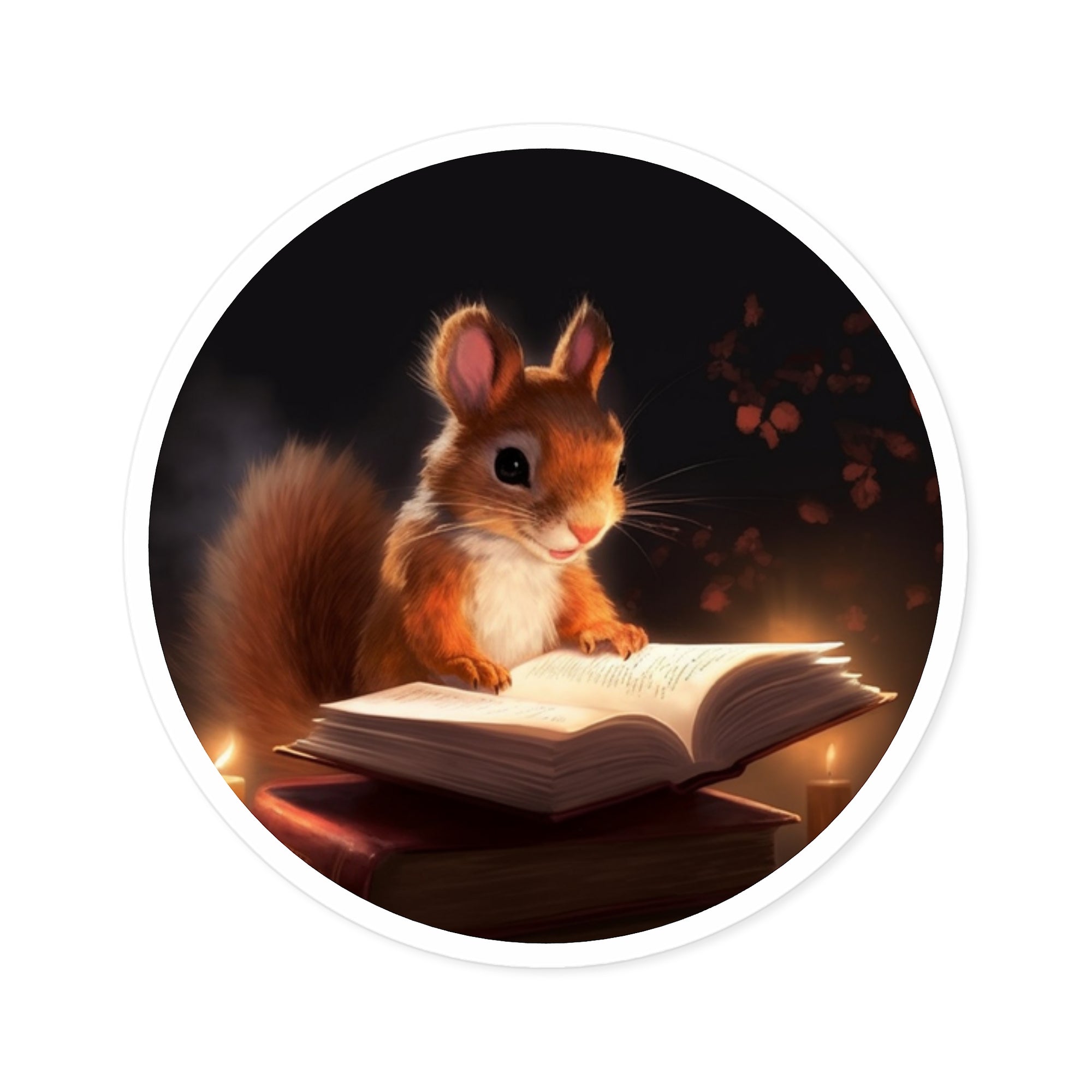 Whimsical Squirrel Stickers, Cute Book Reading Decor, Nature Lover Gift, Laptop Decals, Animal Art, Indoor/Outdoor Friendly