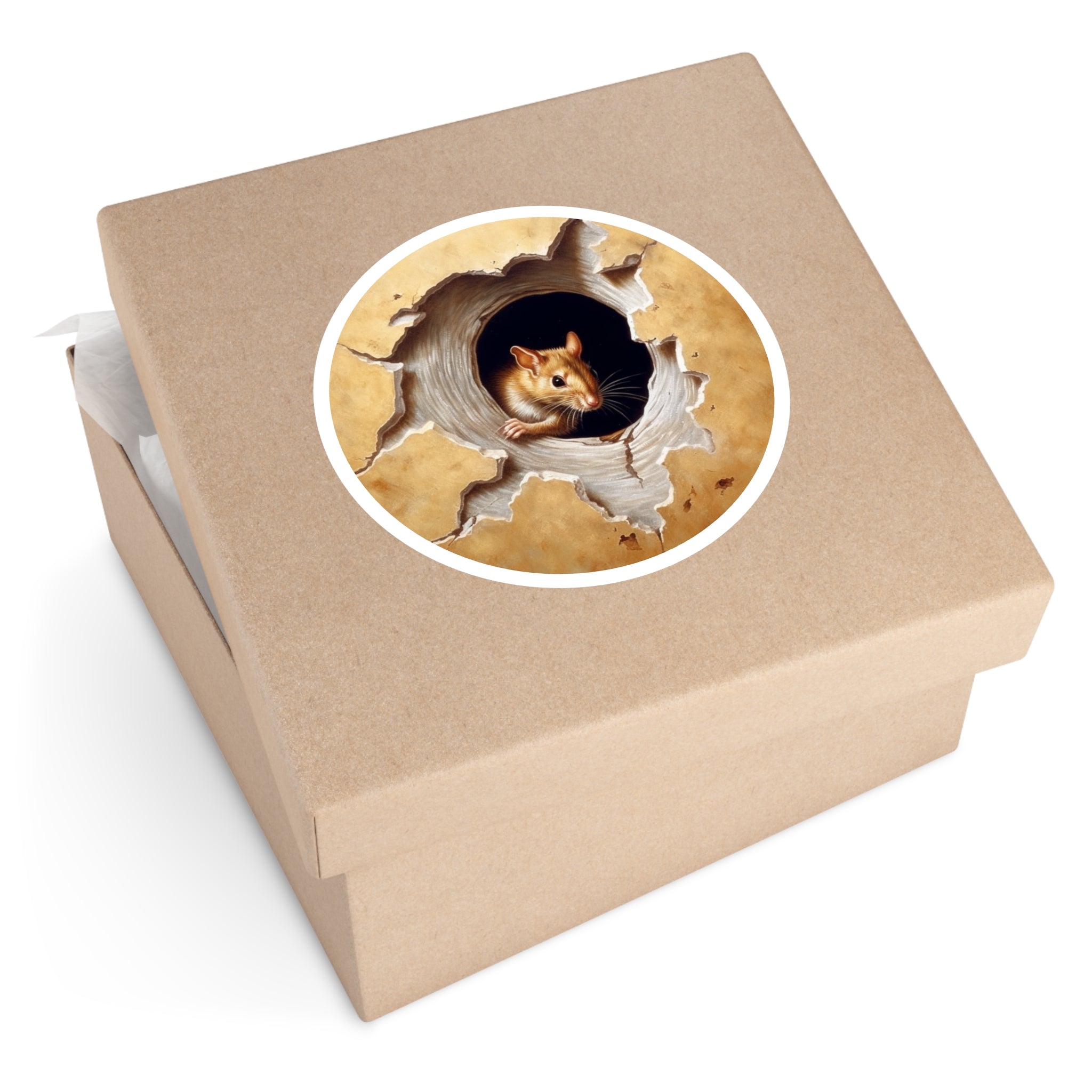 Mouse in Wall, Fun Illusion Sticker, Playful Decor, Cute Gift