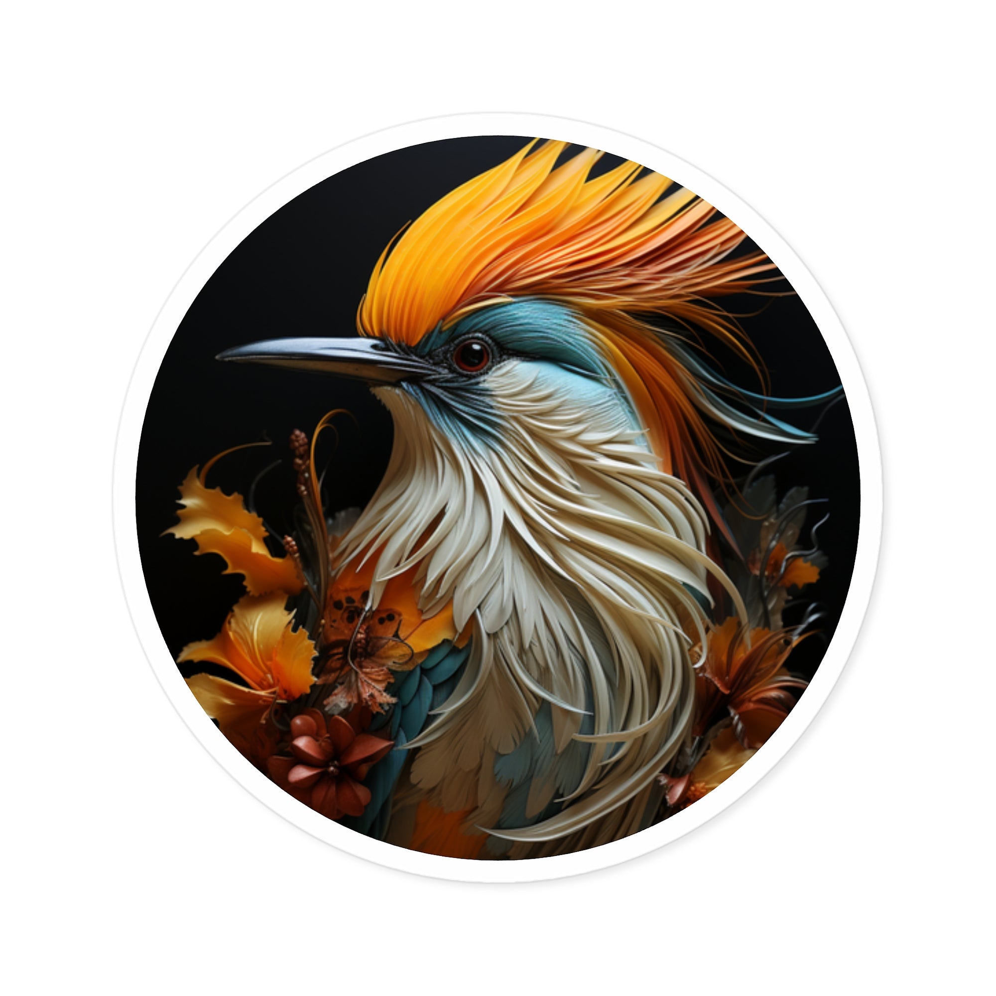 Bird of Paradise Sticker, Vibrant Feather Detail, Tropical Art Design, Nature Inspiration