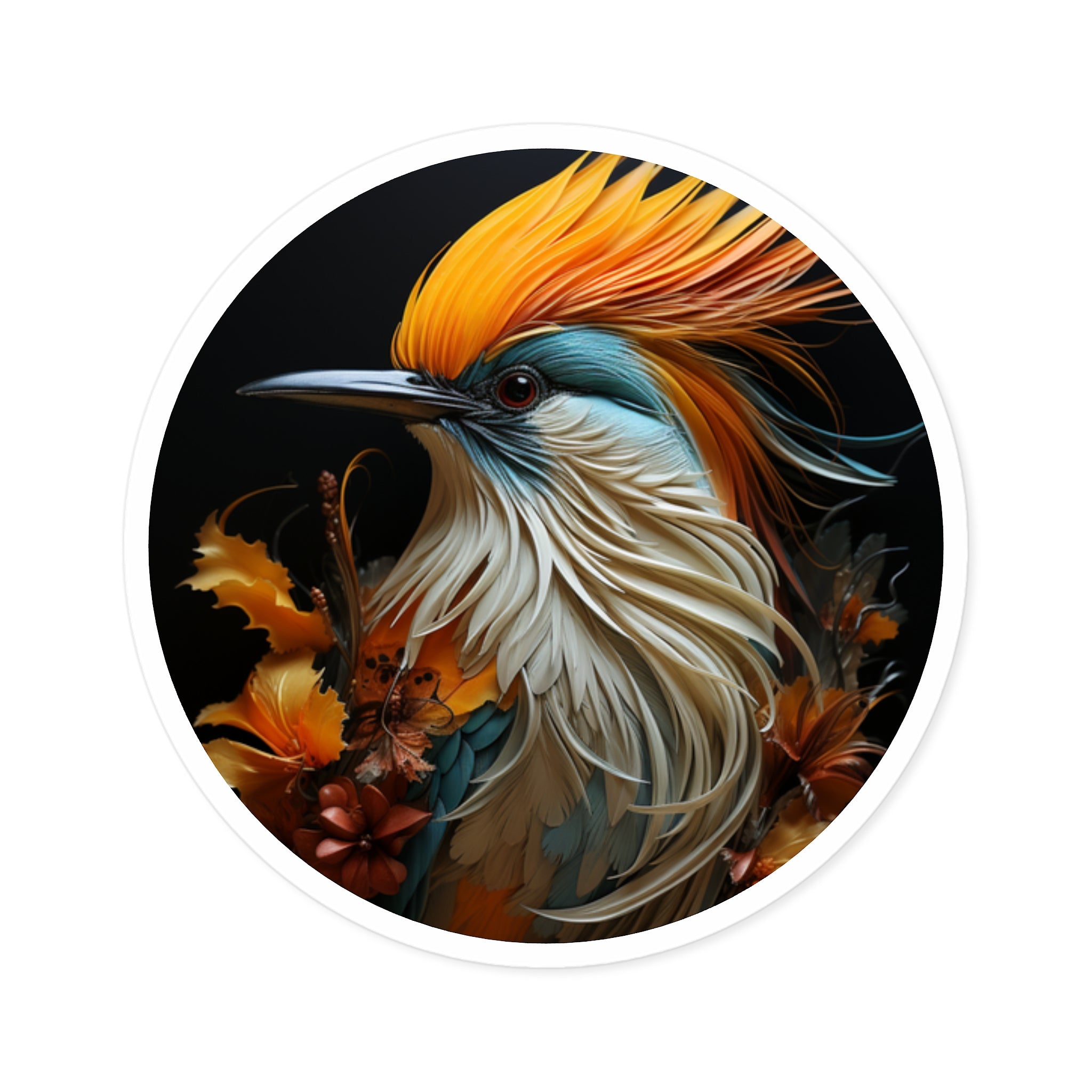 Bird of Paradise Sticker, Vibrant Feather Detail, Tropical Art Design, Nature Inspiration