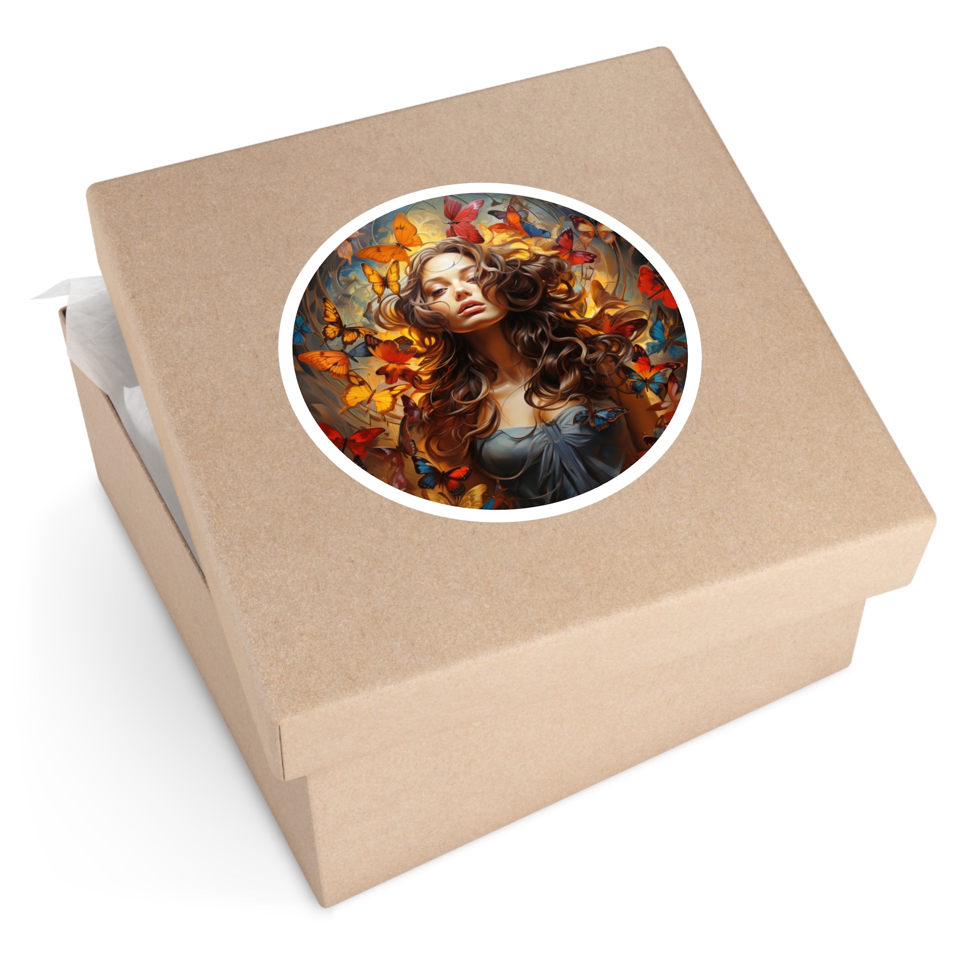 Butterfly Muse, Fantasy Woman Sticker, Colorful Art, Whimsical Energy