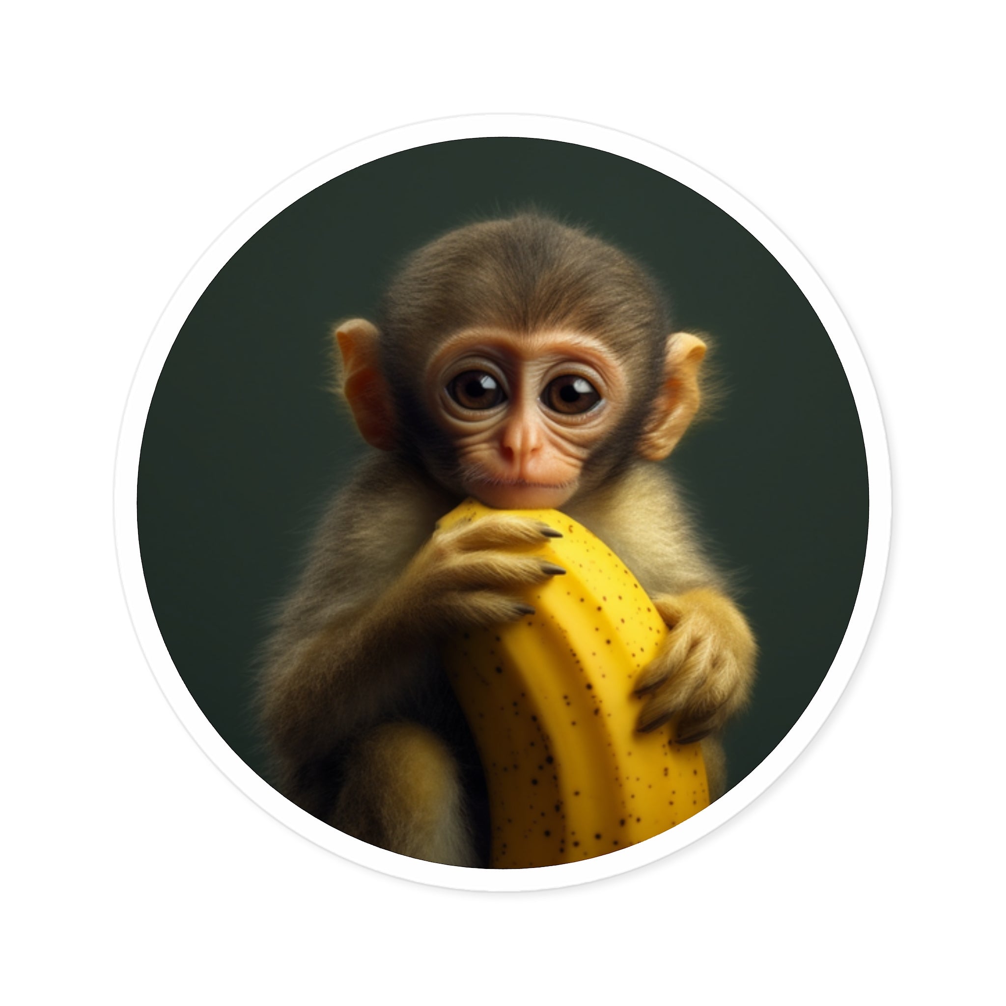 Baby Monkey with Banana, Cute Animal Sticker, Laptop Decal, Funny Gift