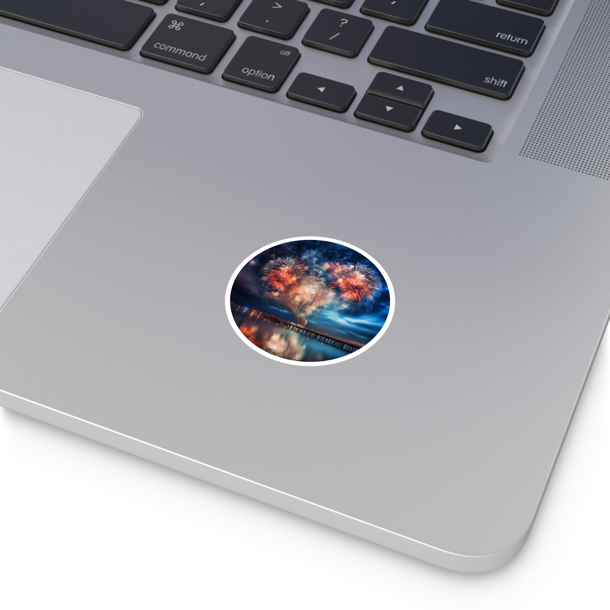 Ocean Fireworks, Night Sky Sticker, Celebration Art, Festive Design