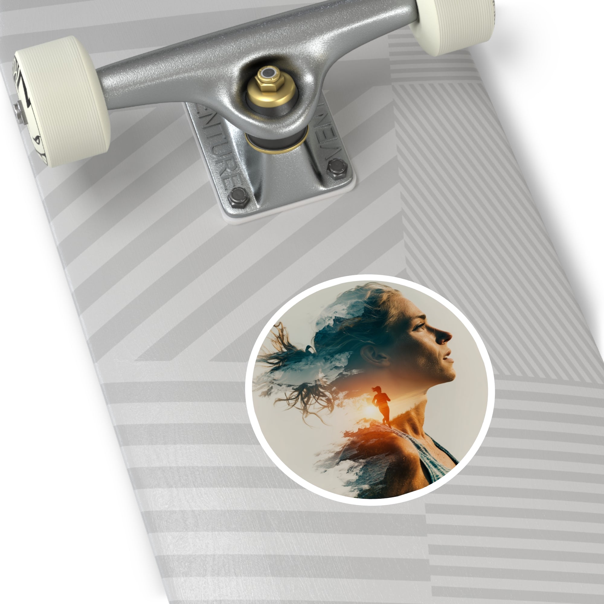 Run Free Sticker, Motivational Runner Art, Double Exposure Design, Athletic Inspiration