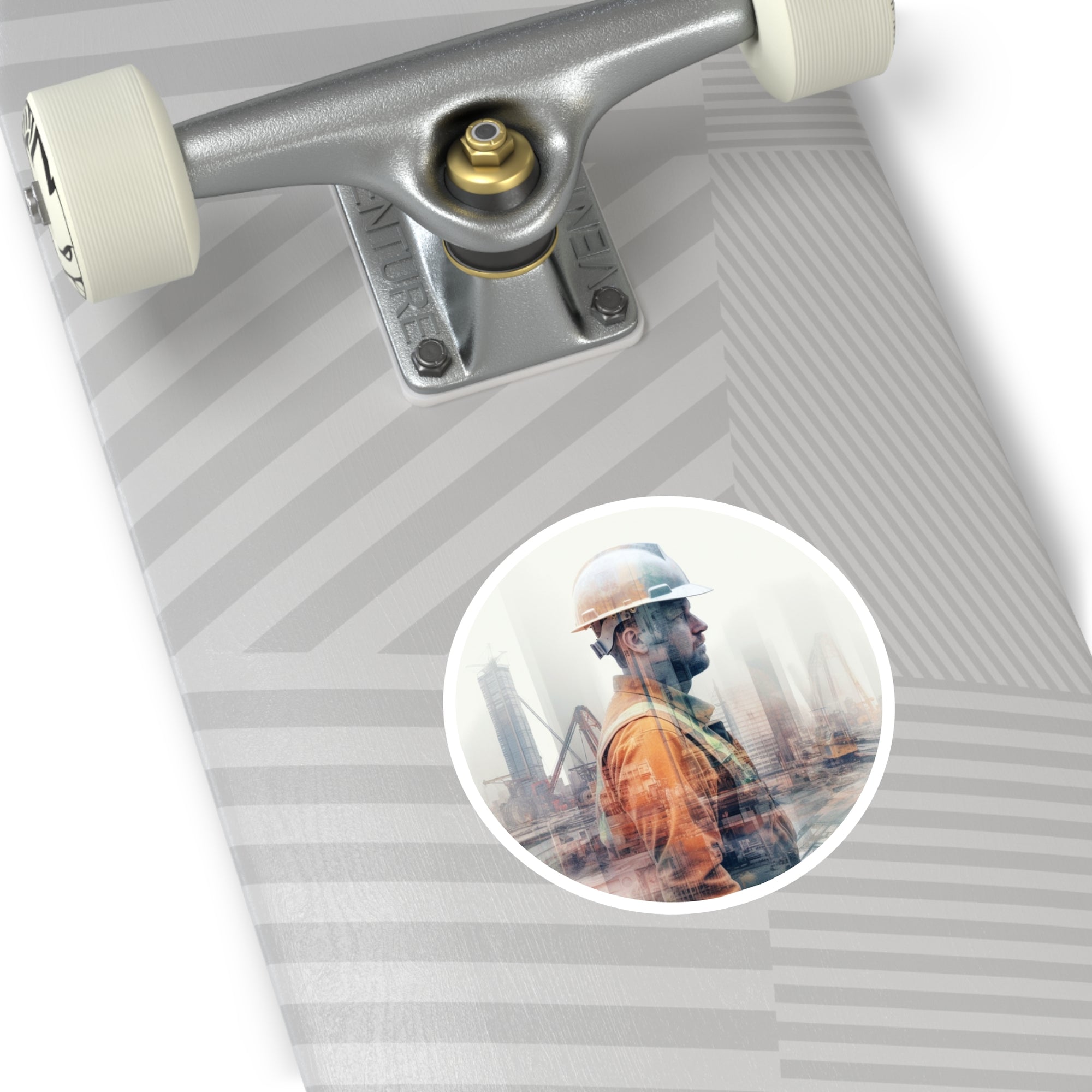 Construction Worker Sticker, Double Exposure Art, Industry Theme, Gritty Gift
