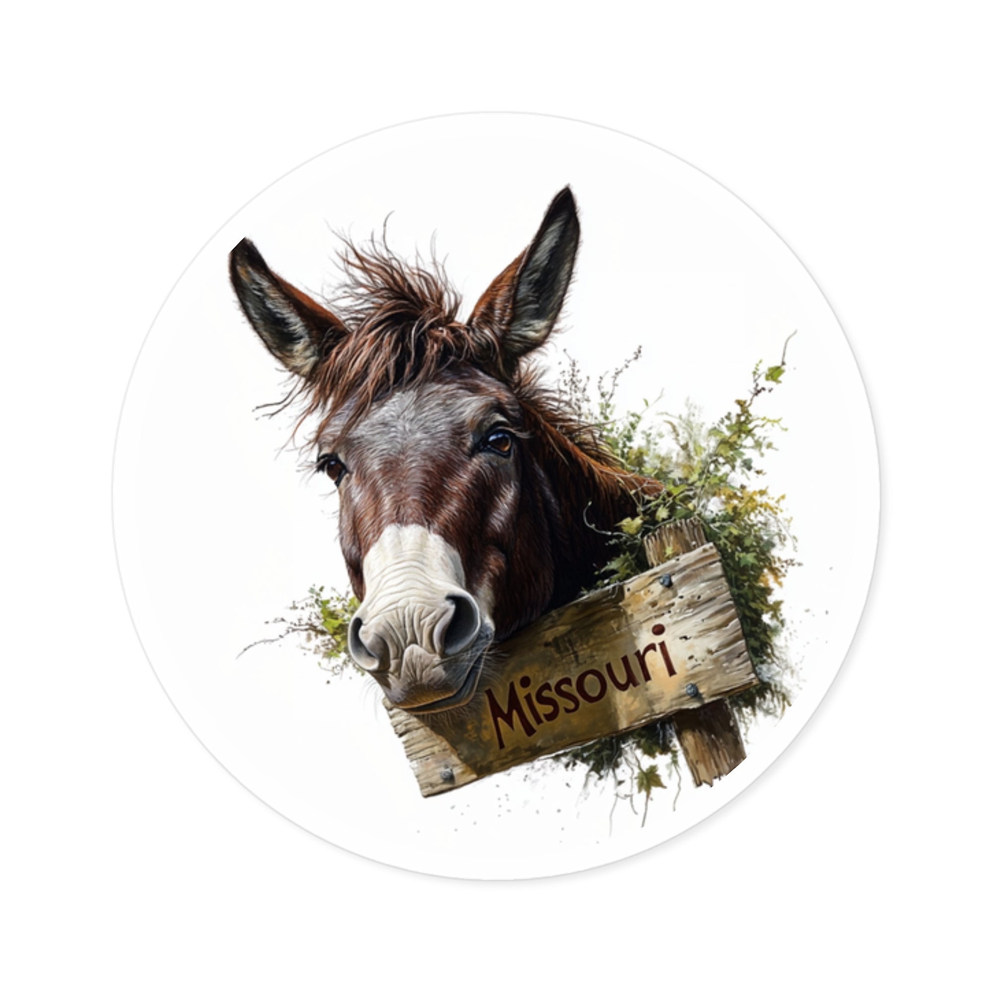 Missouri Mule Head Sticker, State Animal Art, Rustic Design, Farm Theme