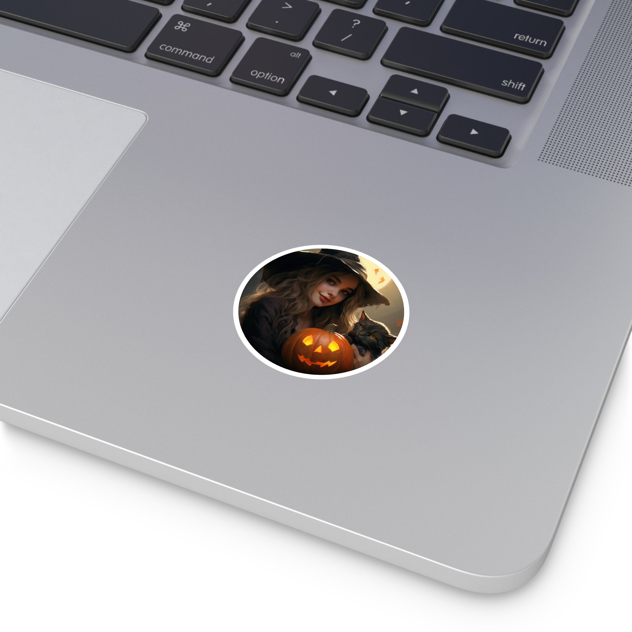 Cute Witch Holding Pumpkin Sticker