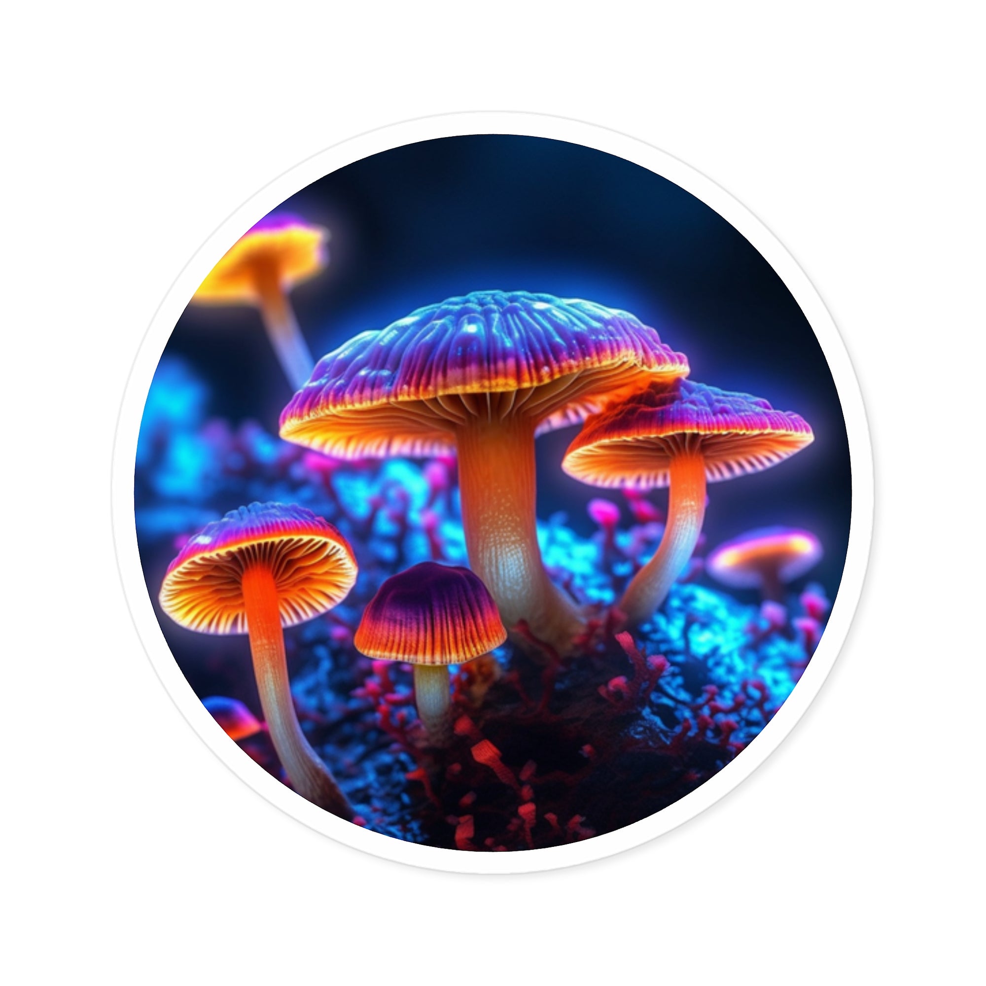 Mushroom Lights, Nature Art Sticker, Forest Decor, Unique Gift