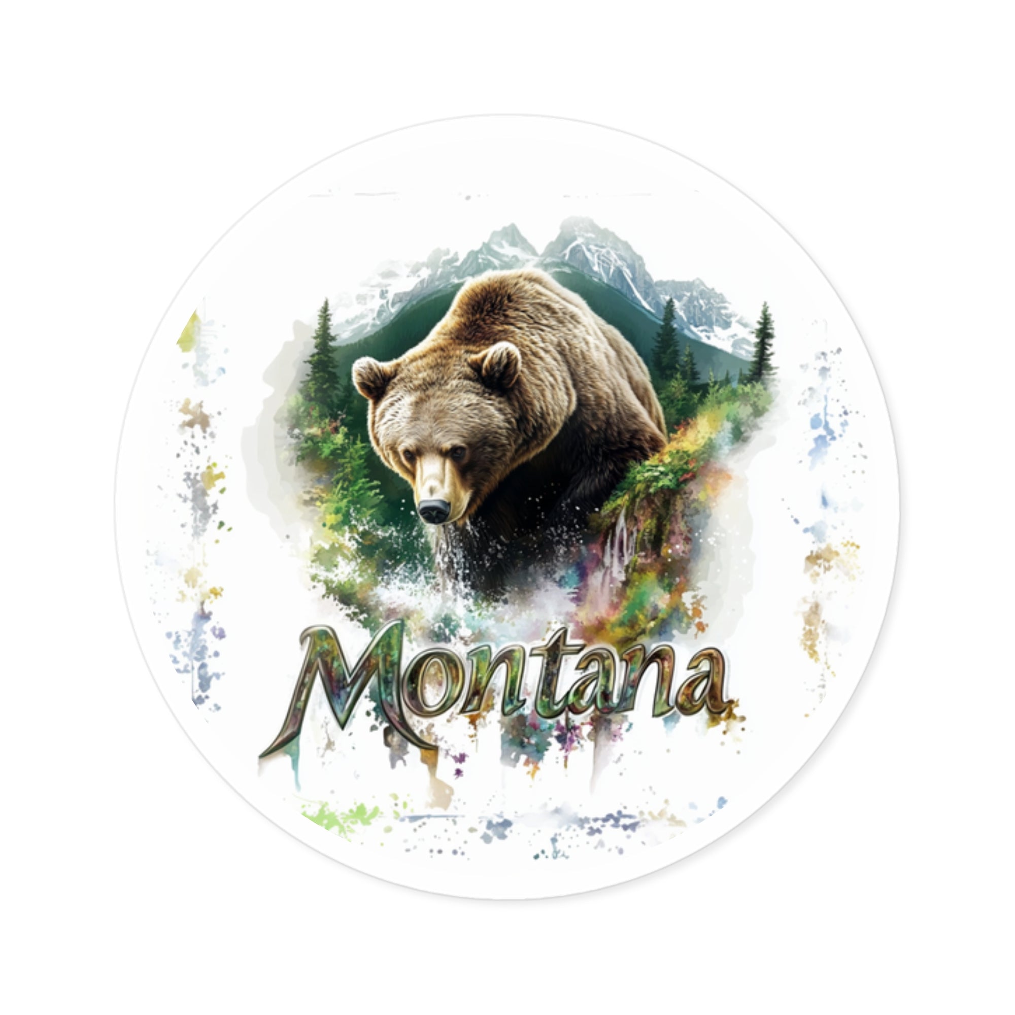 Montana Bear Sticker, Mountain Wildlife Art, State Pride, Nature Adventure