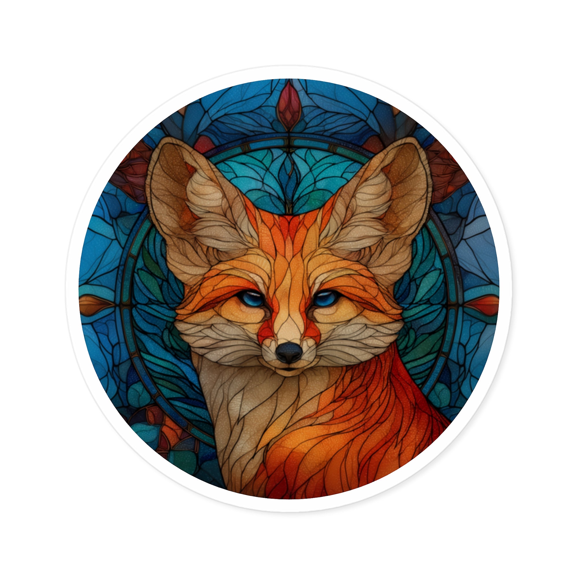 Stained Glass Fox Sticker, Artistic Animal Design, Colorful Nature Art