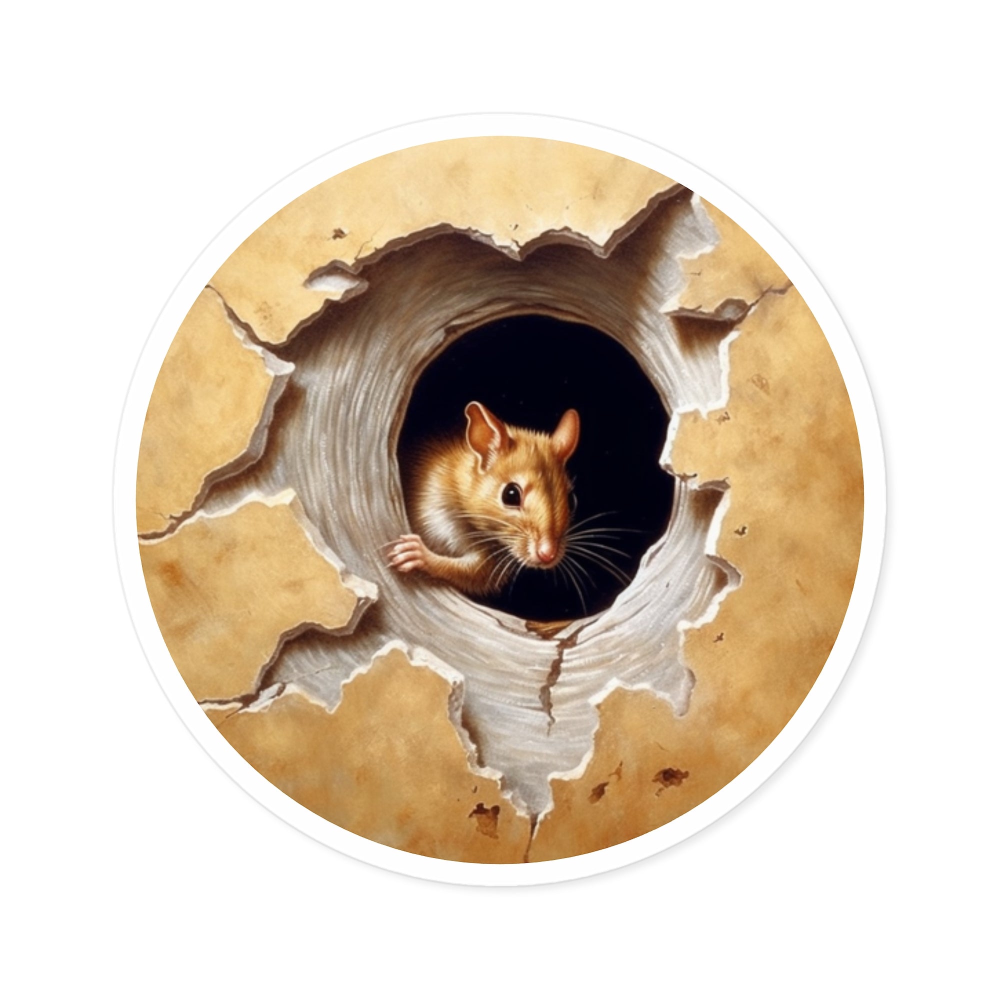 Mouse in Wall, Fun Illusion Sticker, Playful Decor, Cute Gift