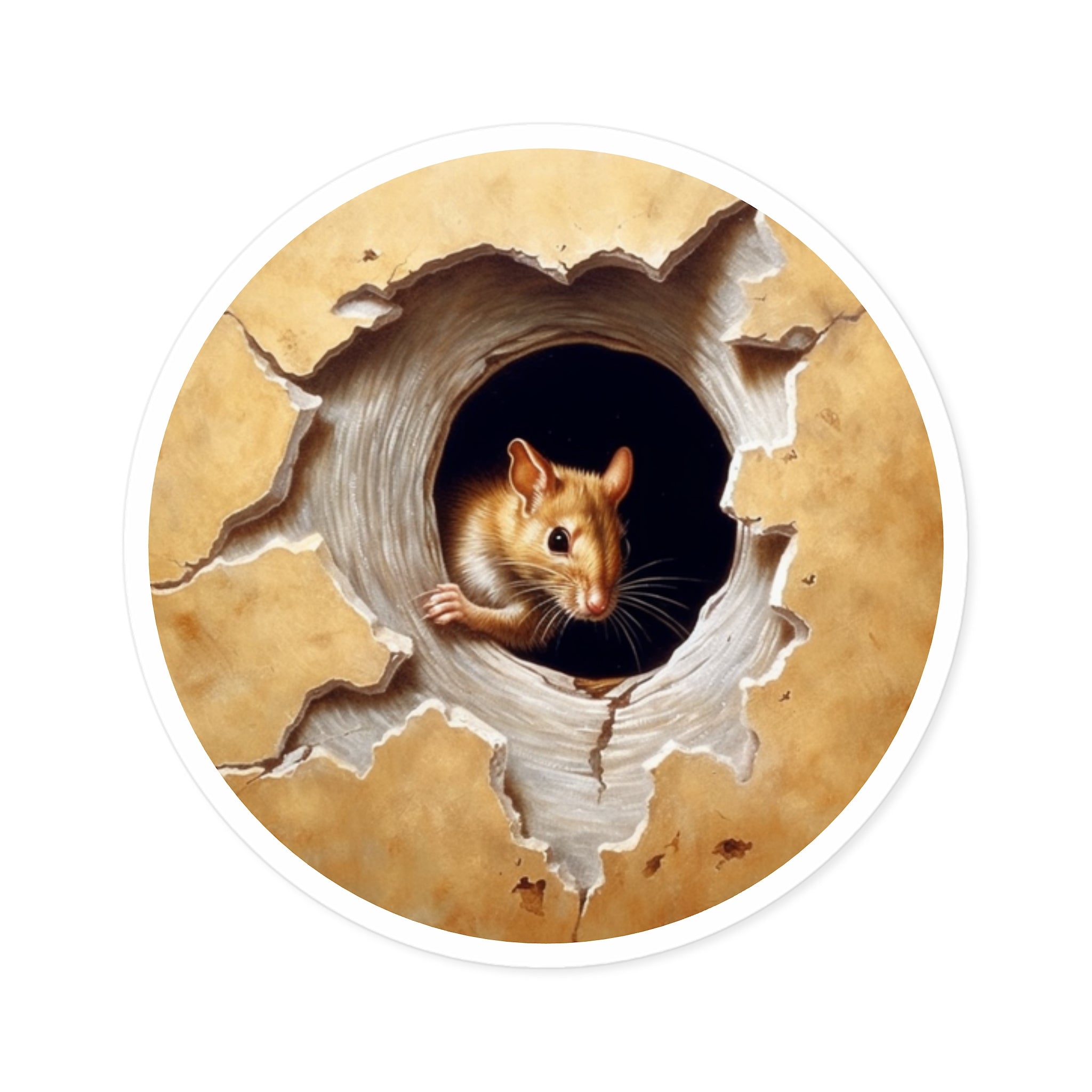 Mouse in Wall, Fun Illusion Sticker, Playful Decor, Cute Gift
