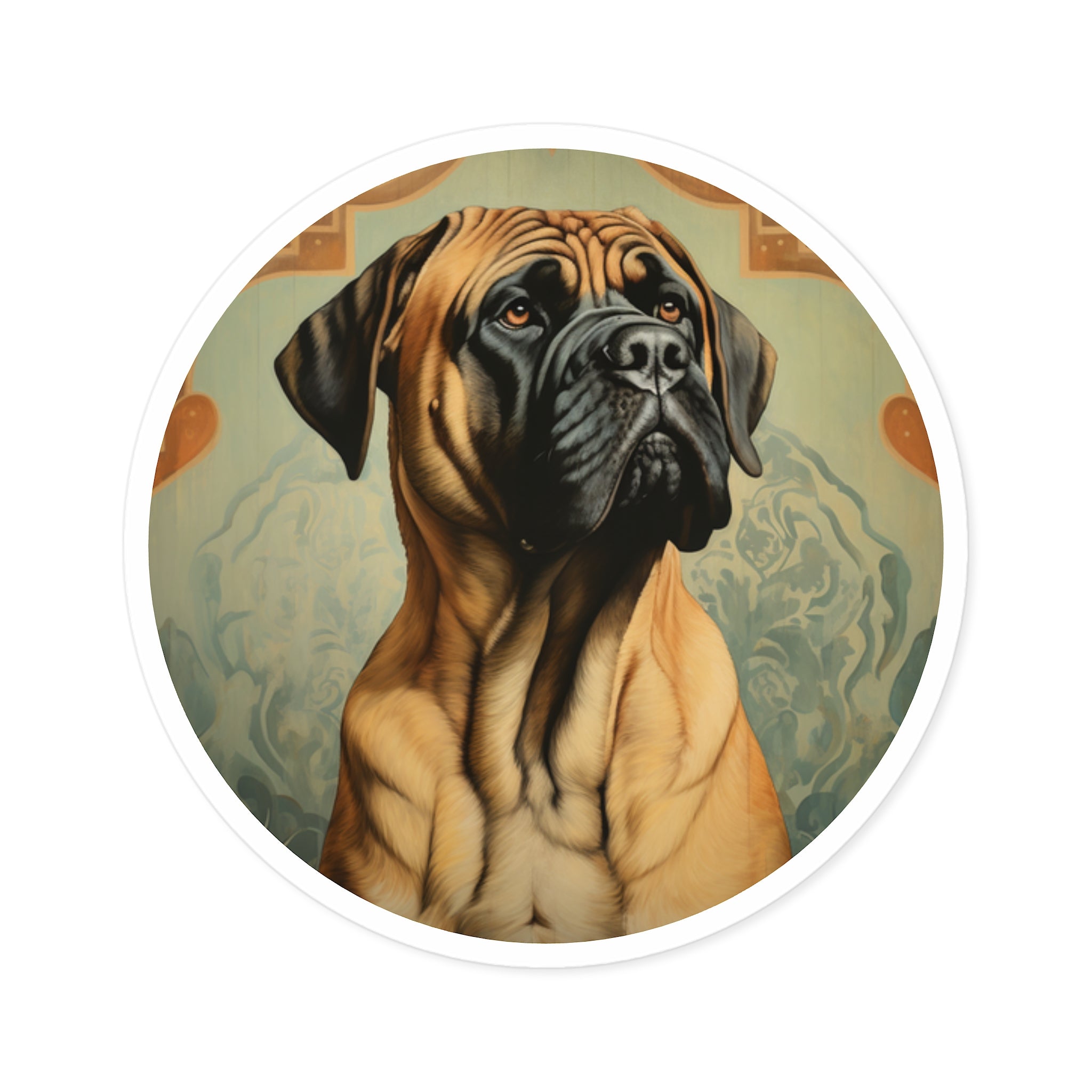 Art Deco Mastiff, Regal Dog Sticker, Elegant Design, Classic Pet Art