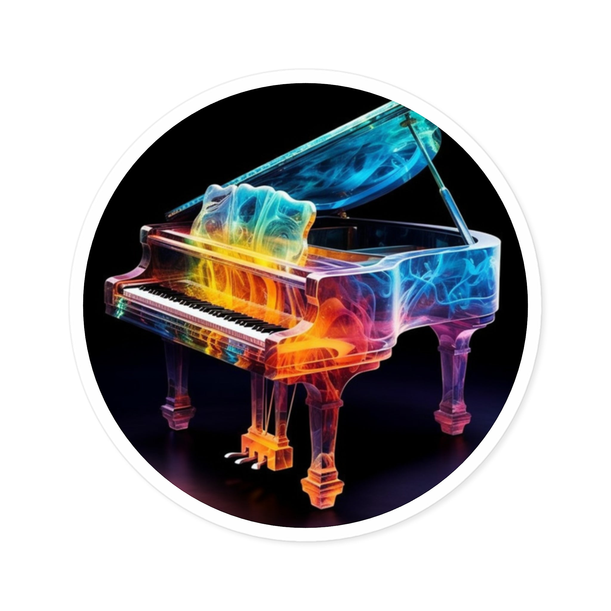 Glass Piano, Artistic Instrument Sticker, Music Lovers, Elegant Decor
