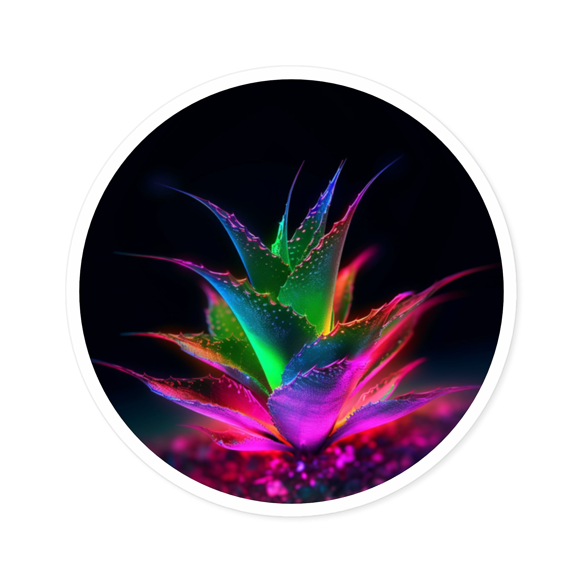 Rainbow Aloe Plant, Fantasy Nature Sticker, Laptop Decoration, Plant Lover Gift