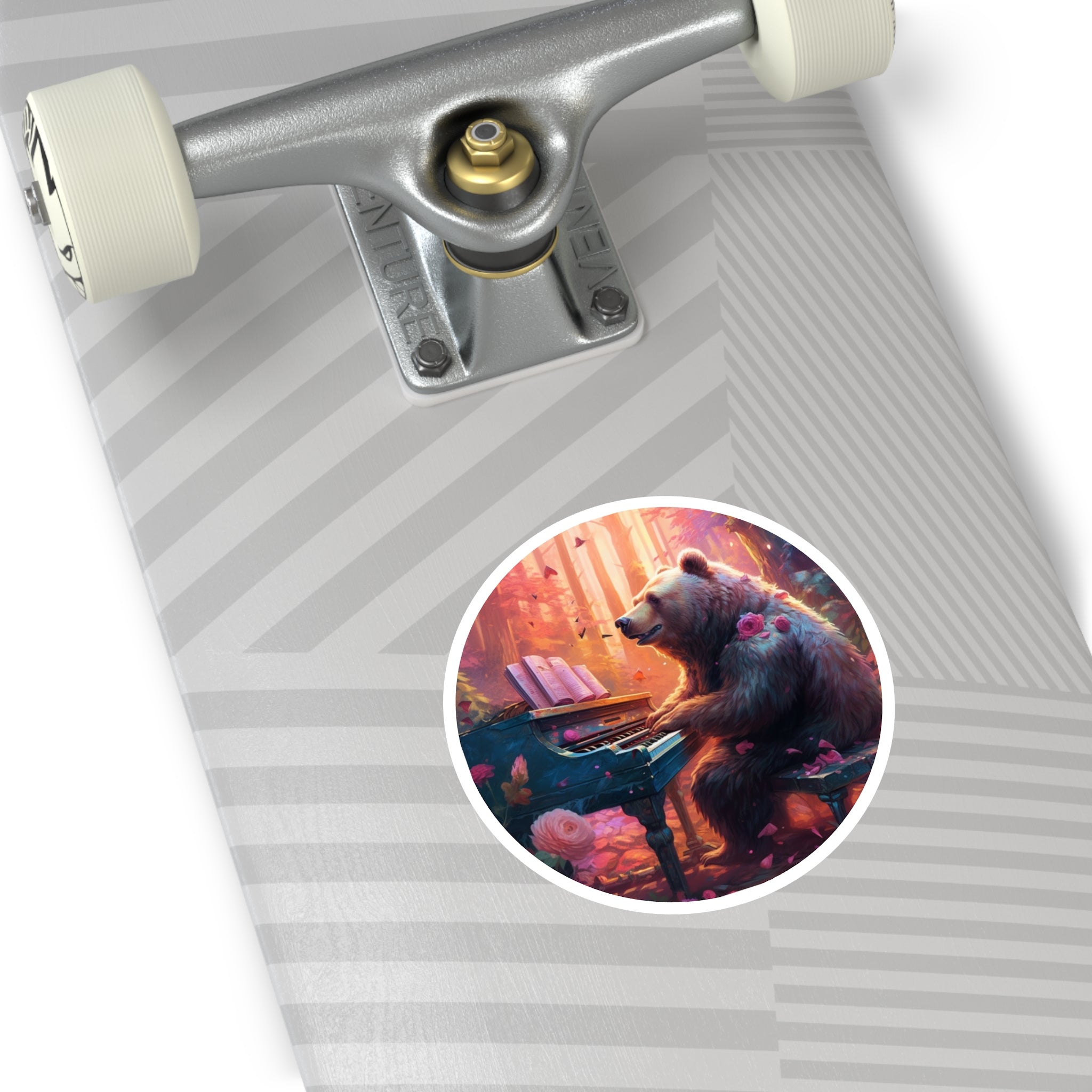 Bear Playing Piano, Whimsical Animal Sticker, Music Lover Gift, Artistic Design