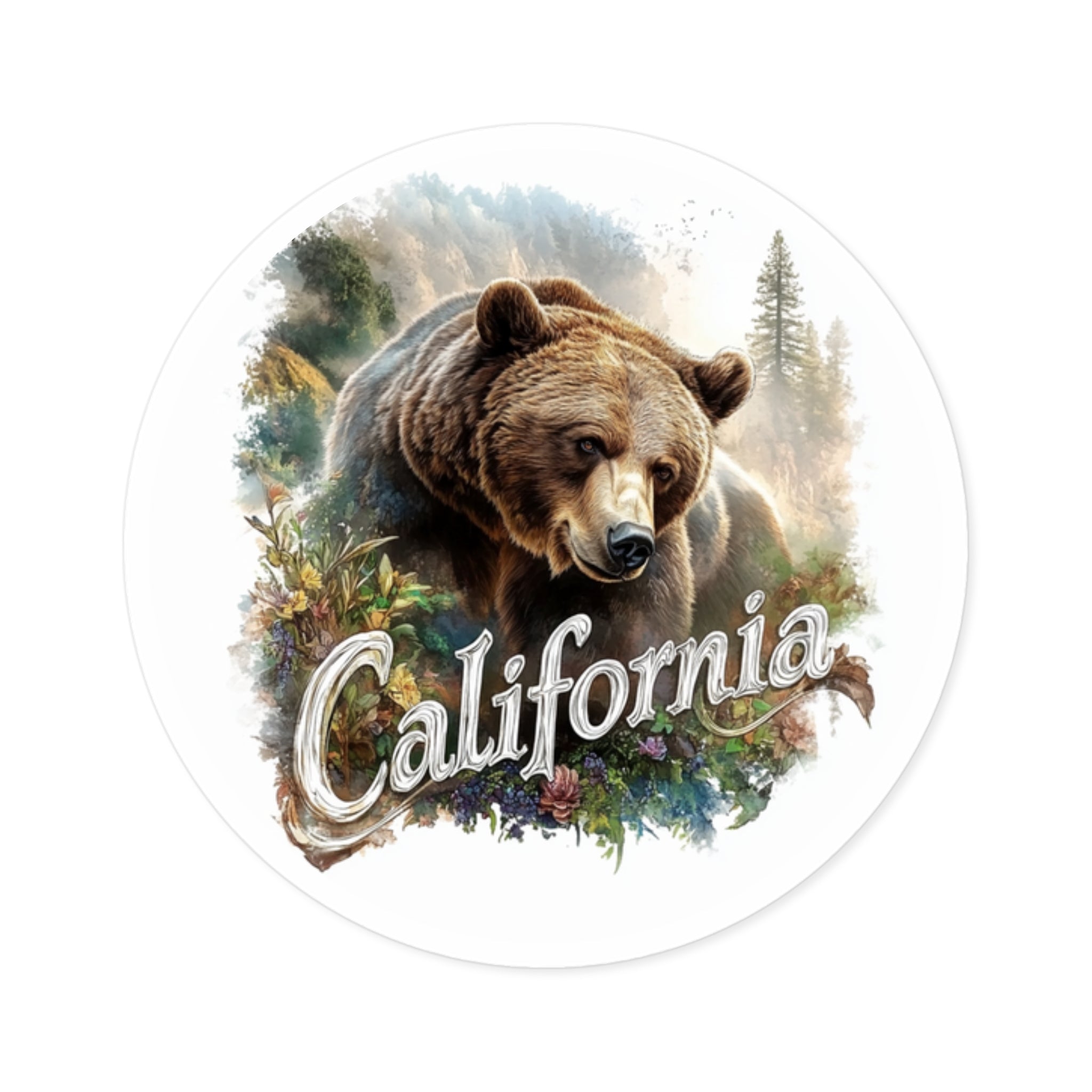 California Grizzly Sticker, Scenic Art, State Pride, Nature Design