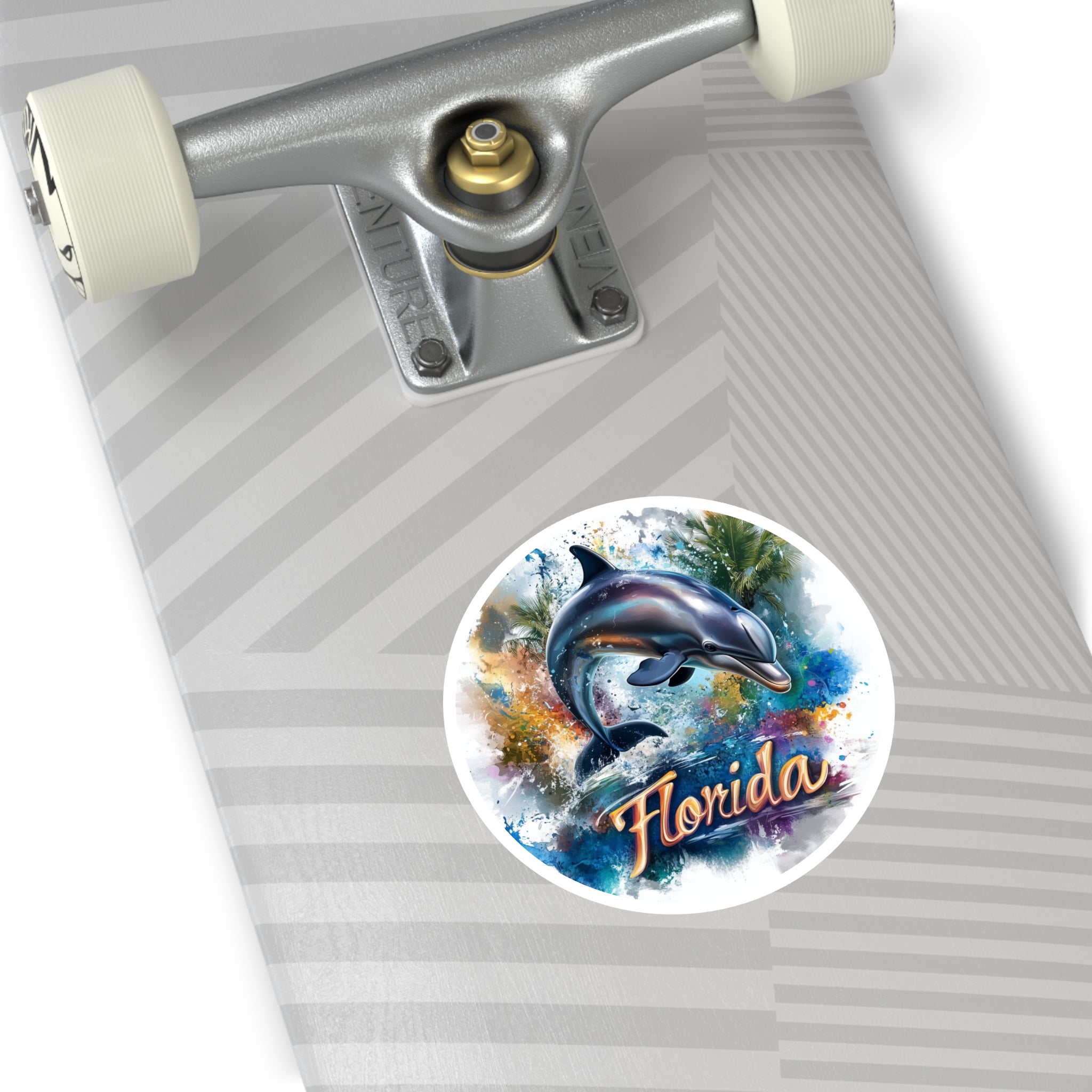 Florida Dolphin, Ocean Wave Sticker, Laptop or Water Bottle, State Pride