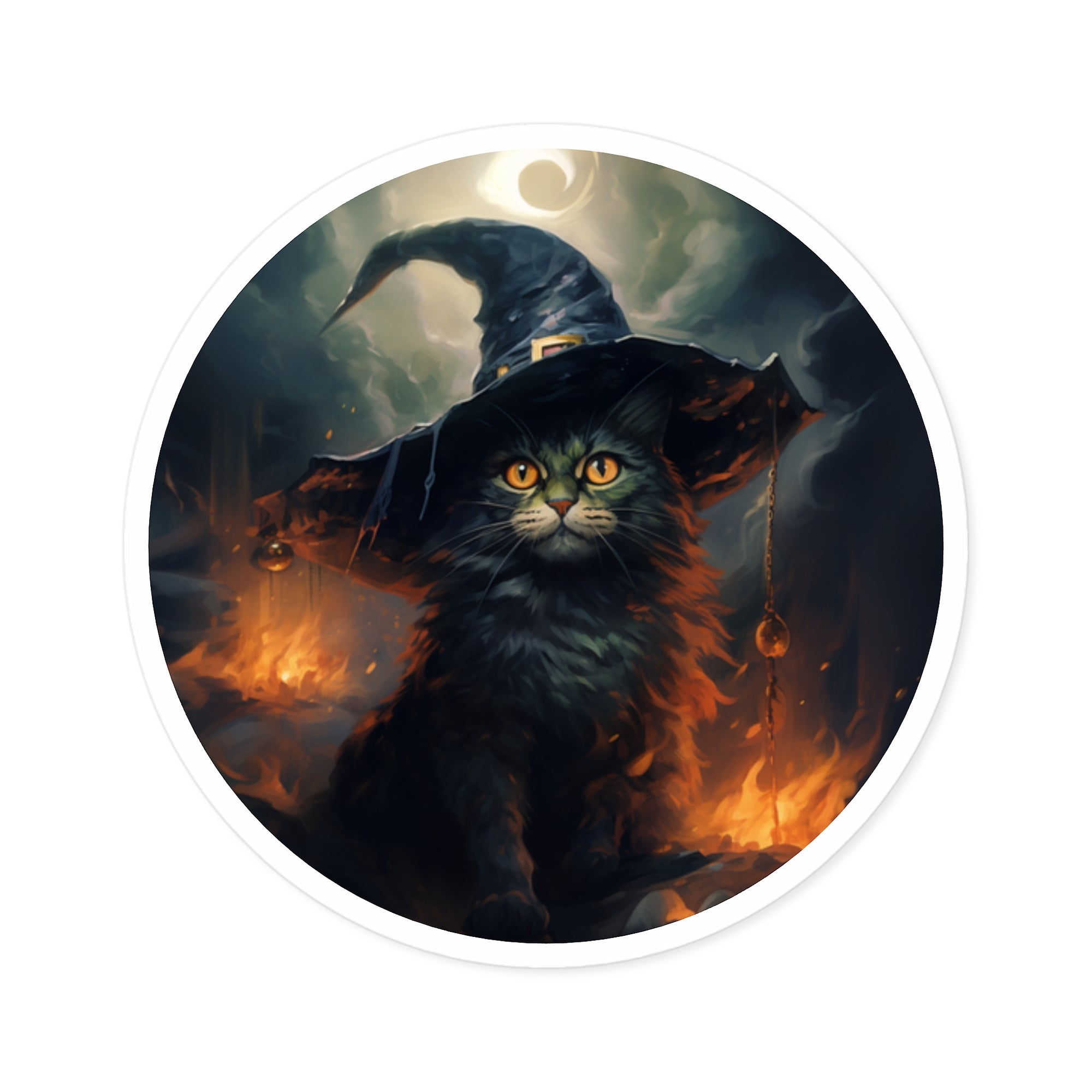 Spellbound Cat, Artistic Sticker, Fantasy Decor, Unique Gift