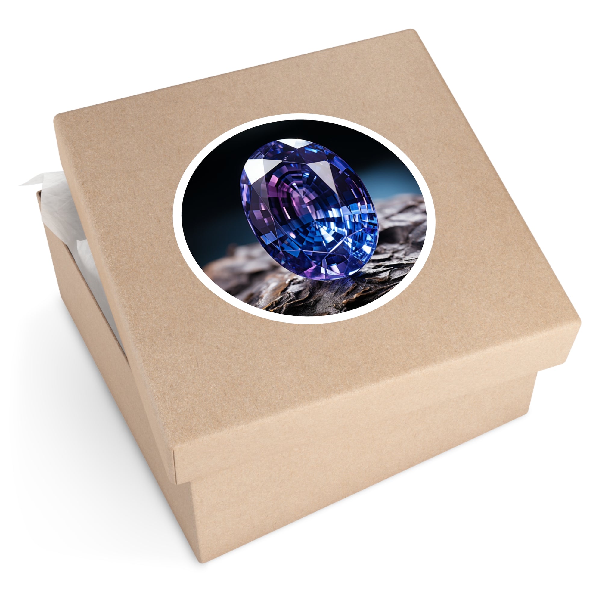 Sapphire Gemstone, Realistic Gemstone Sticker, Blue Crystal Design, Elegant Gift