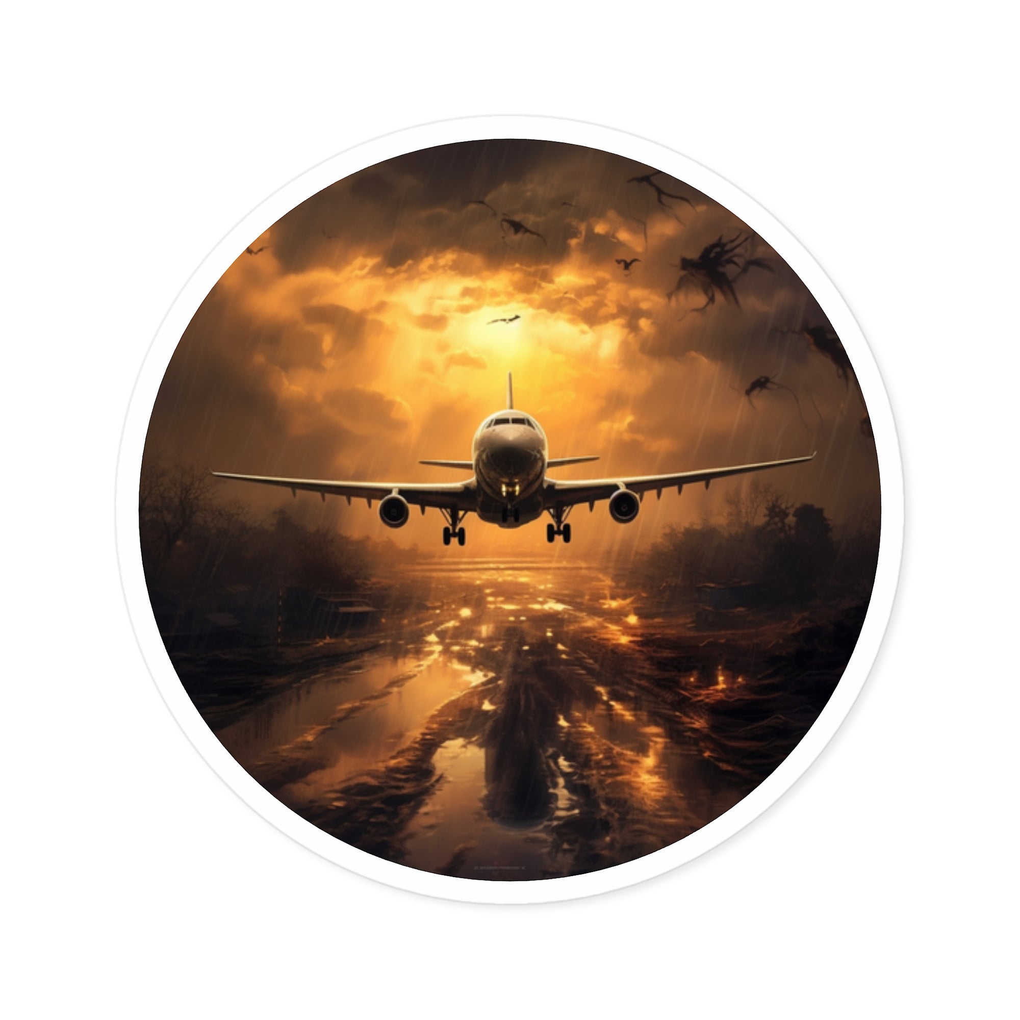 Storm Flight, Dramatic Airplane Sticker, Travel Art, Adventure Gift