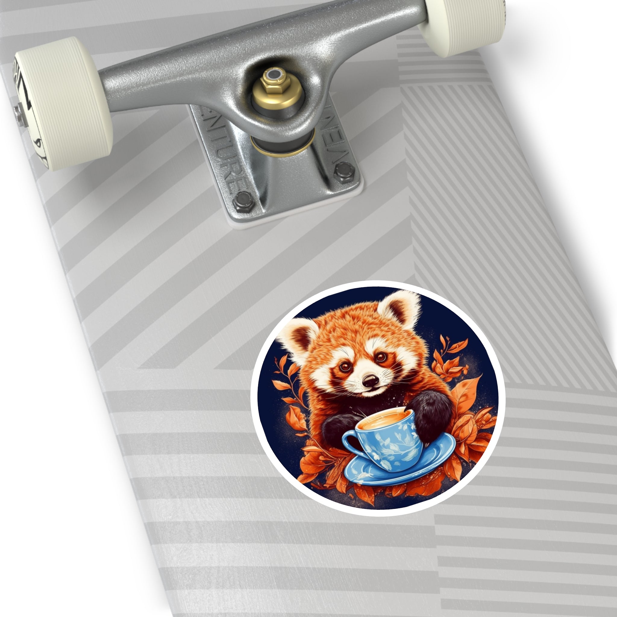 Red Panda Tea Time, Cute Animal Sticker, Whimsical Art, Cozy Design