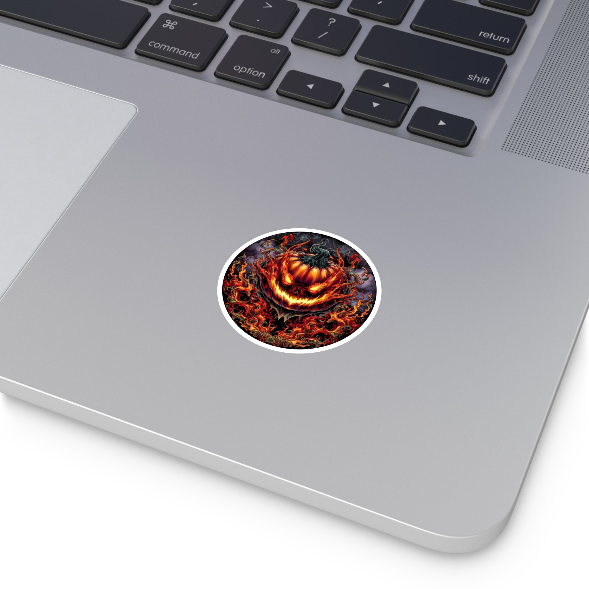 Flaming Pumpkin Sticker, Halloween Art, Fiery Design, Spooky Seasonal Aesthetic