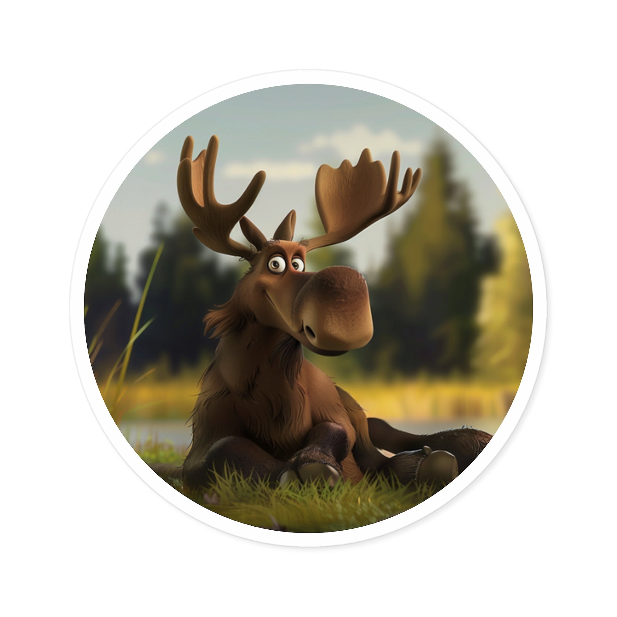 Cartoon Moose, Cute Animated Animal Sticker, Fun Nature Design, Kids Gift