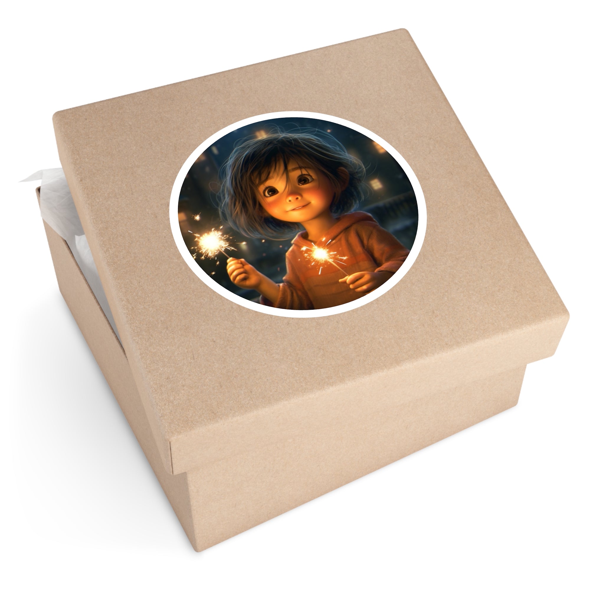 Little Girl With Sparkler, Cute Art Sticker, Celebration Decor, Fun Gift