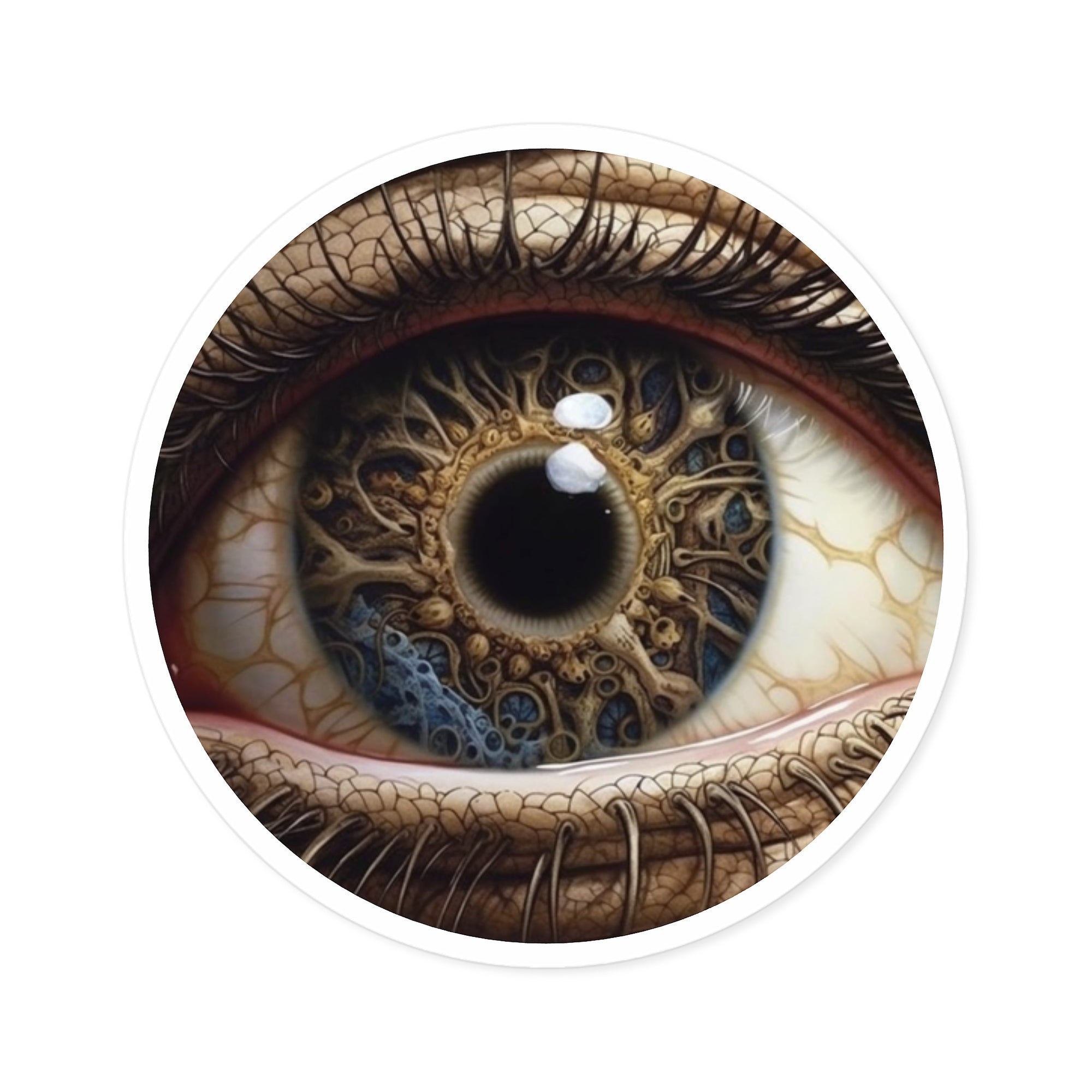 Mechanical Eye Detail, Surreal Vision Sticker, Laptop Decal, Trippy Art Gift