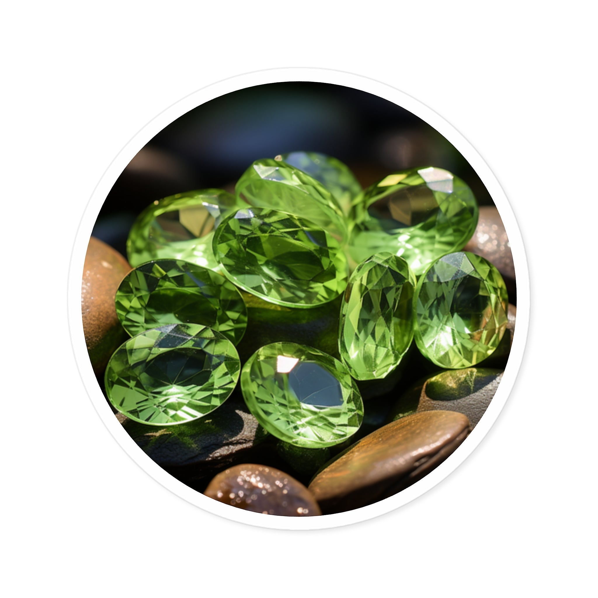 Peridot Gem Cluster, Green Gemstone Sticker, Mineral Art, Nature Decor