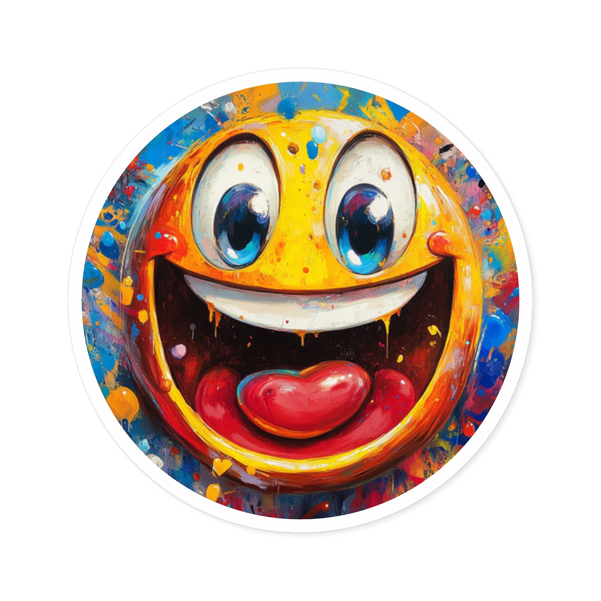 Excited Emoji Sticker, Paint Splash Art, Fun Expression Design, Gift