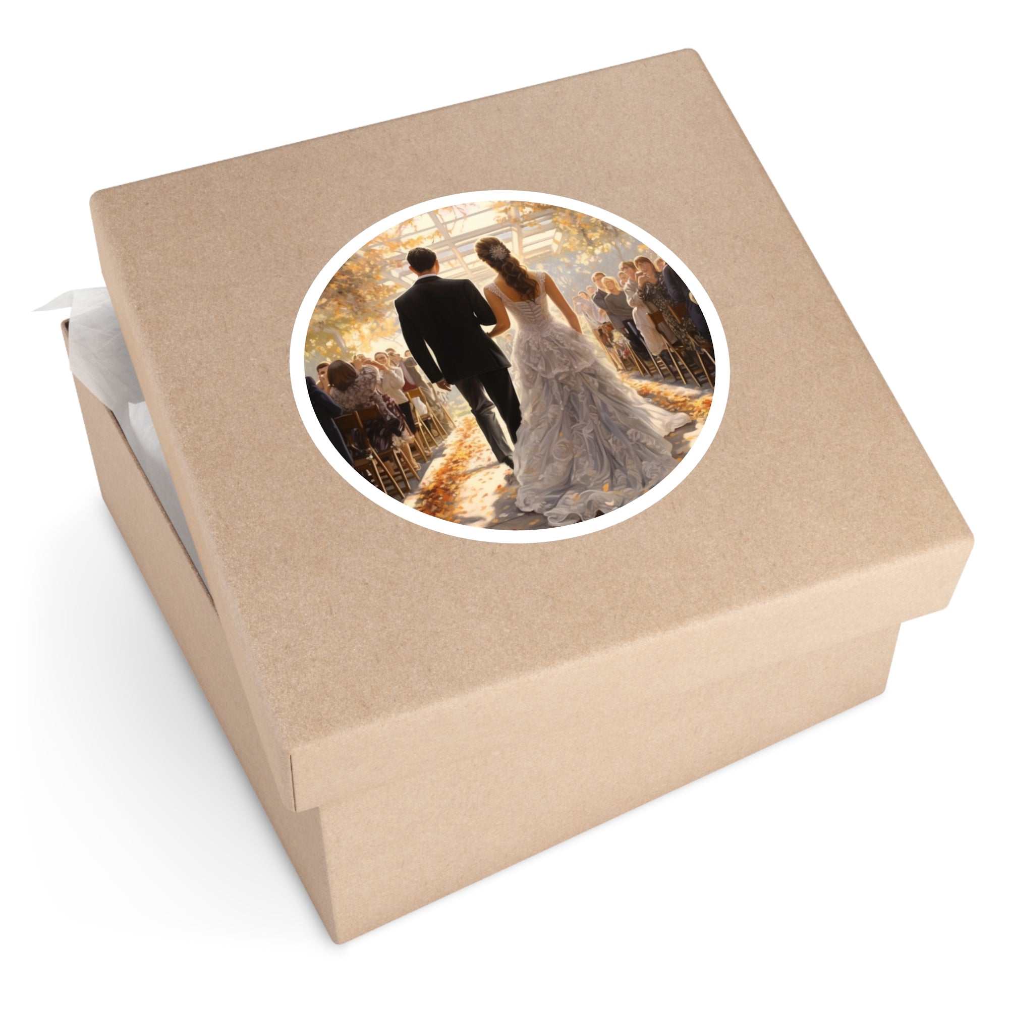 Wedding Aisle Sticker, Bride and Groom Art, Romantic Scene, Elegant Gift