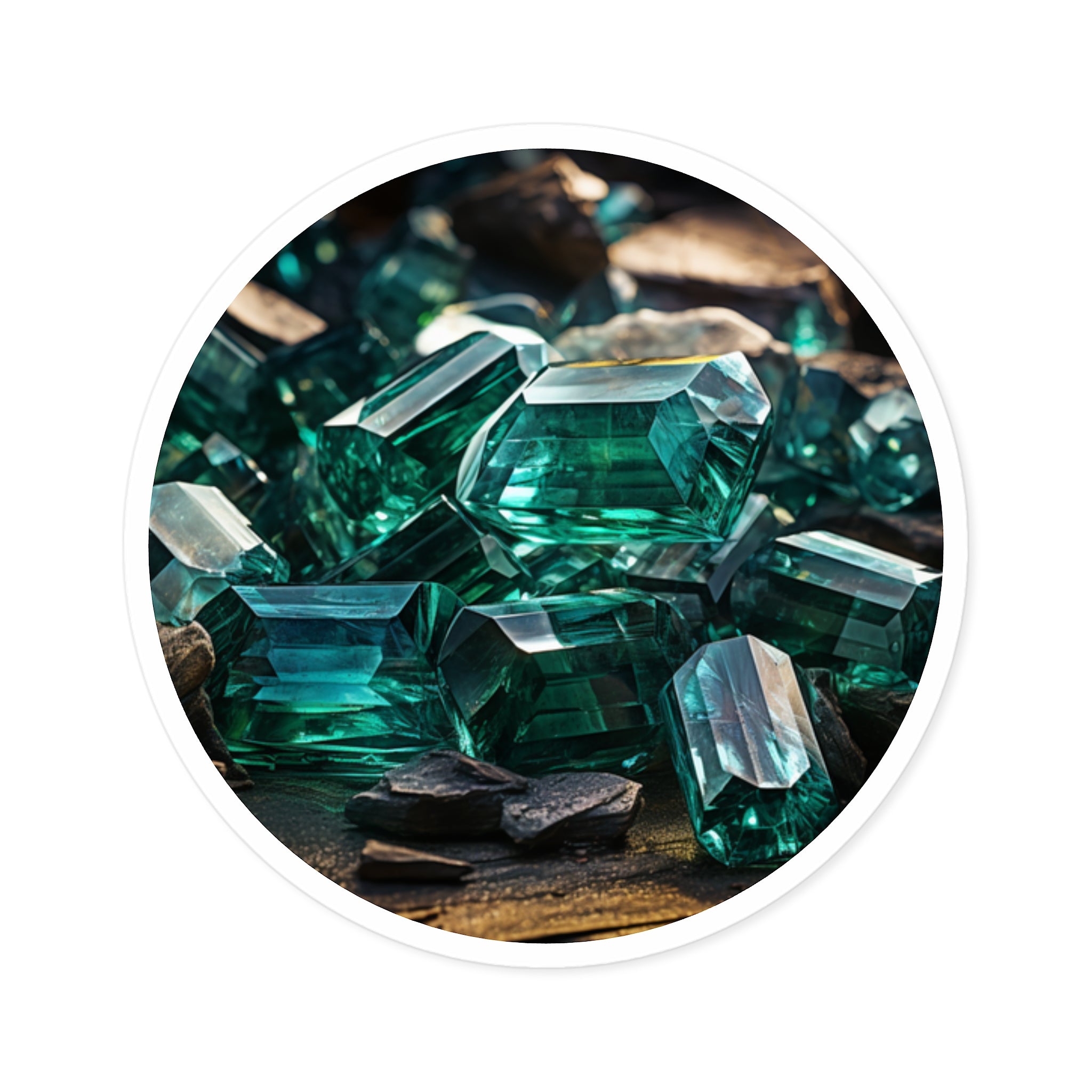 Emerald Crystal Pile, Gemstone Sticker, Nature Minerals, Green Decor