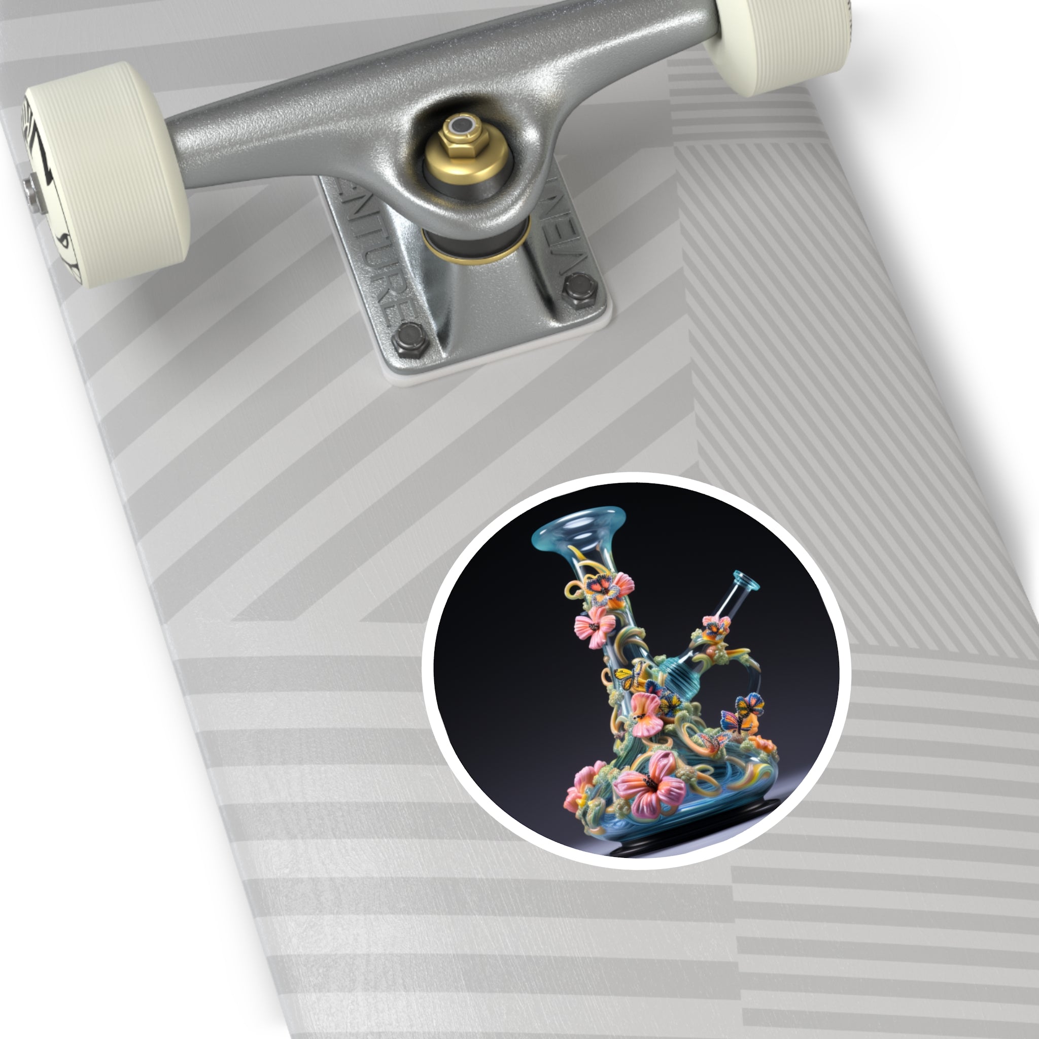 Glass Butterfly Vase, Floral Fantasy Sticker, Laptop Decal, Artistic Collector Gift