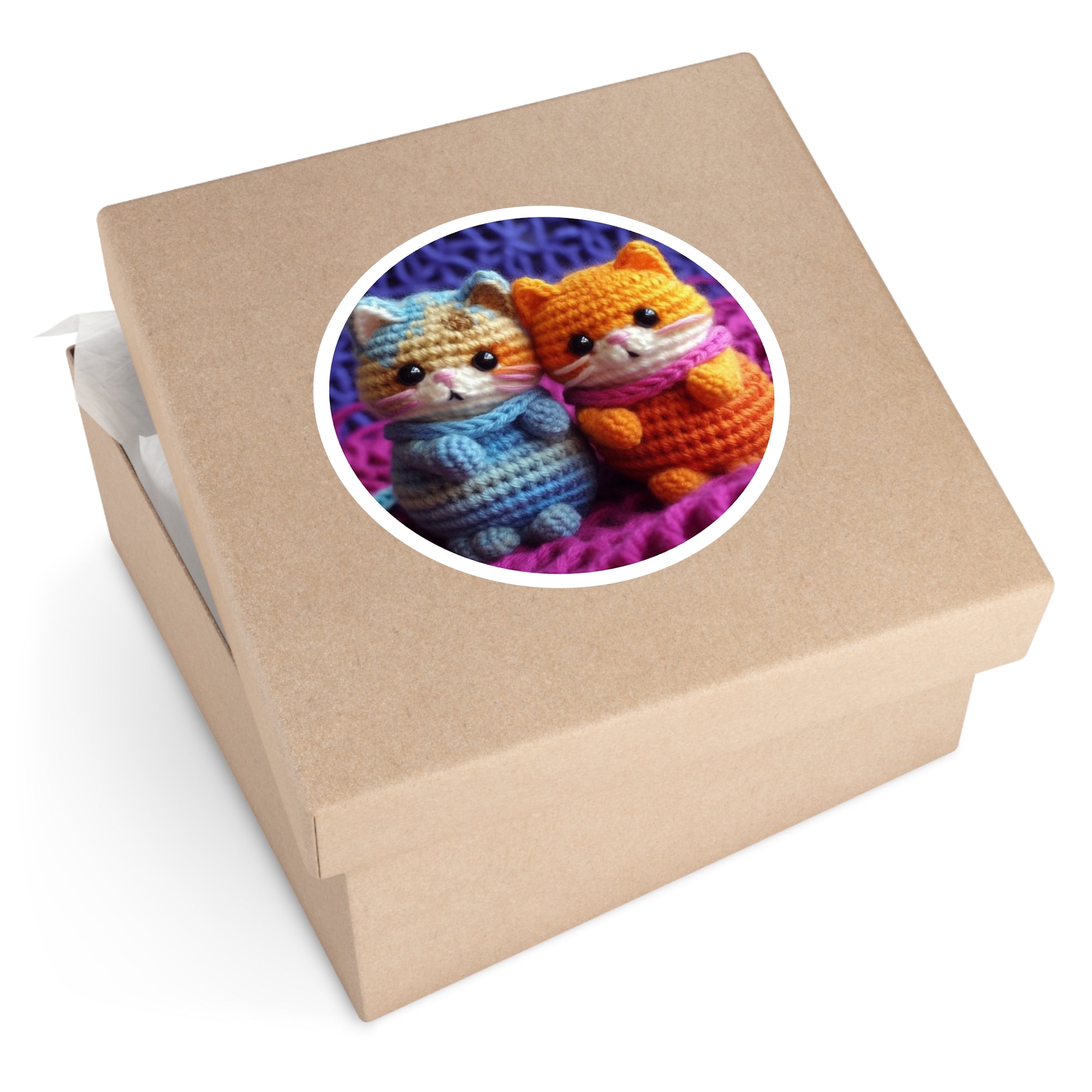 Yarn Kittens Duo Sticker, Cute Crochet Art, Whimsical Cat Design, Cozy Handmade Aesthetic