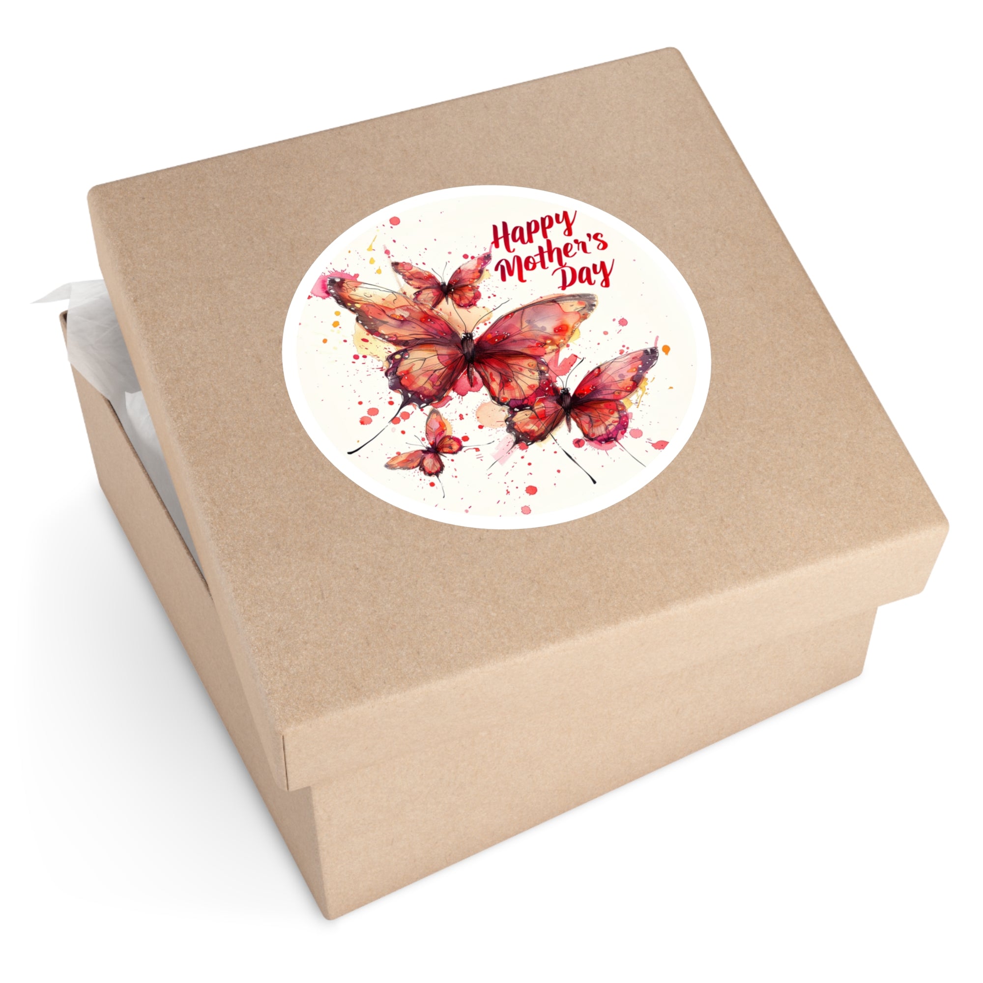 Happy Mother’s Day Sticker, Butterfly Art, Watercolor Design, Elegant Gift
