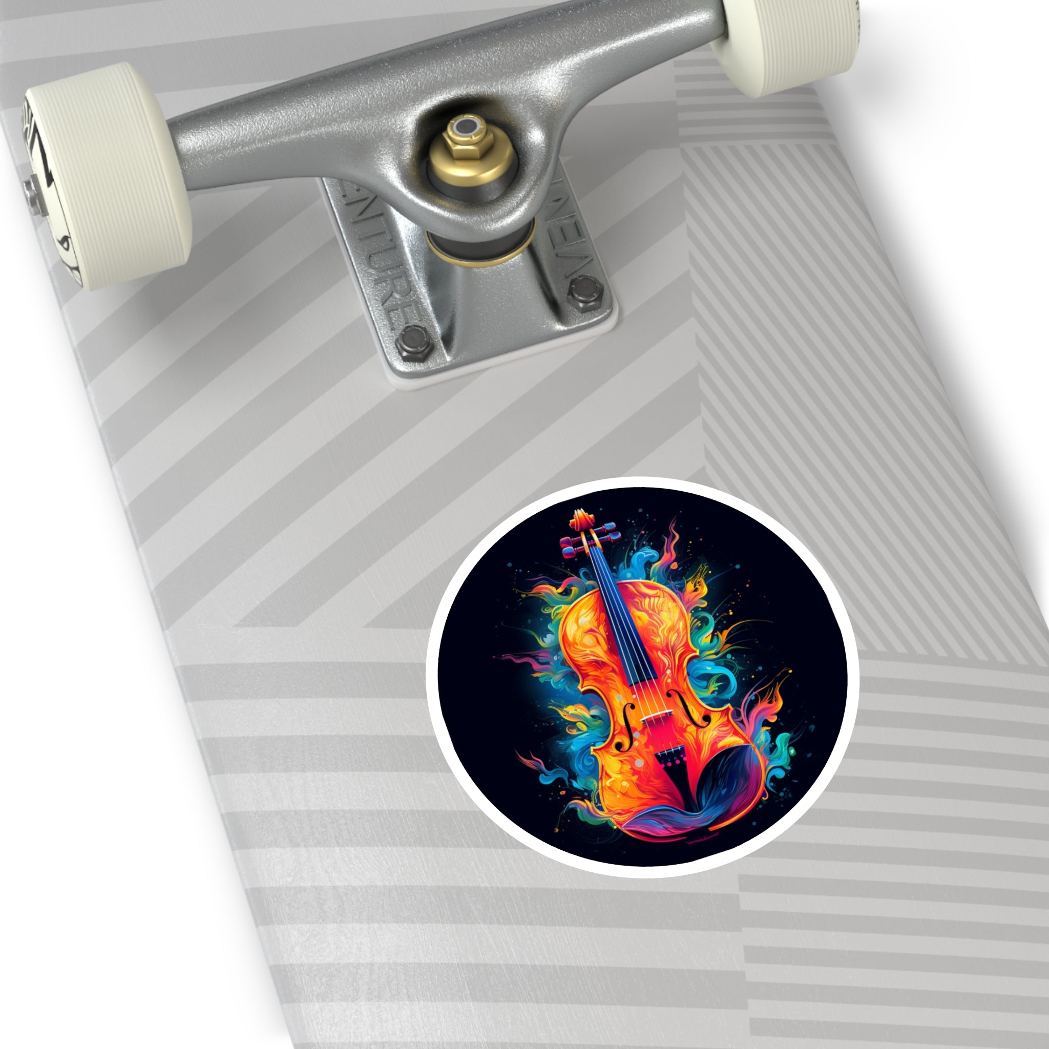 Fiery Violin, Musical Art Sticker, Laptop Decal, Creative Music Gift