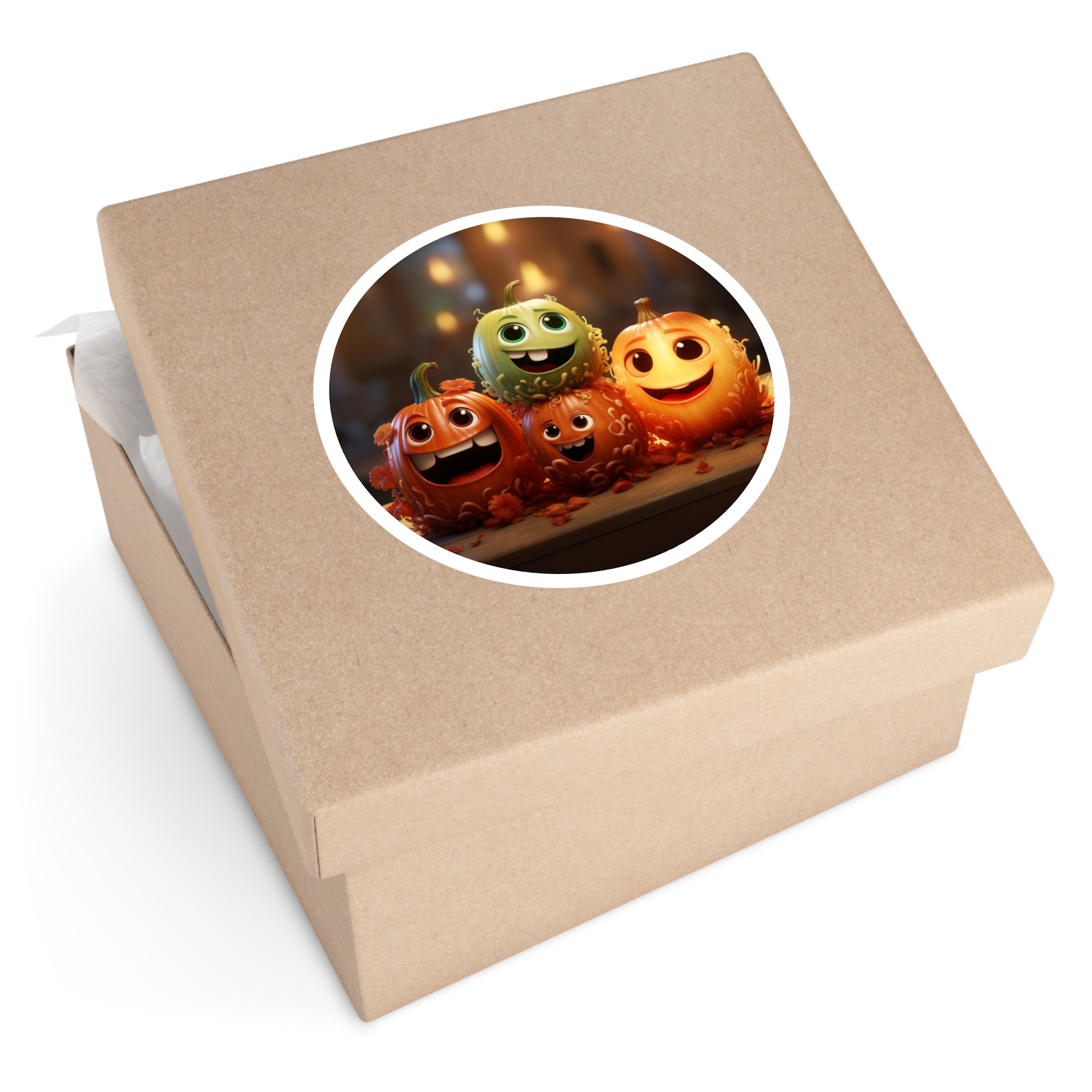 Happy Pumpkin Pals Sticker, Halloween Art, Cute Cartoon Design, Fun Autumn Aesthetic