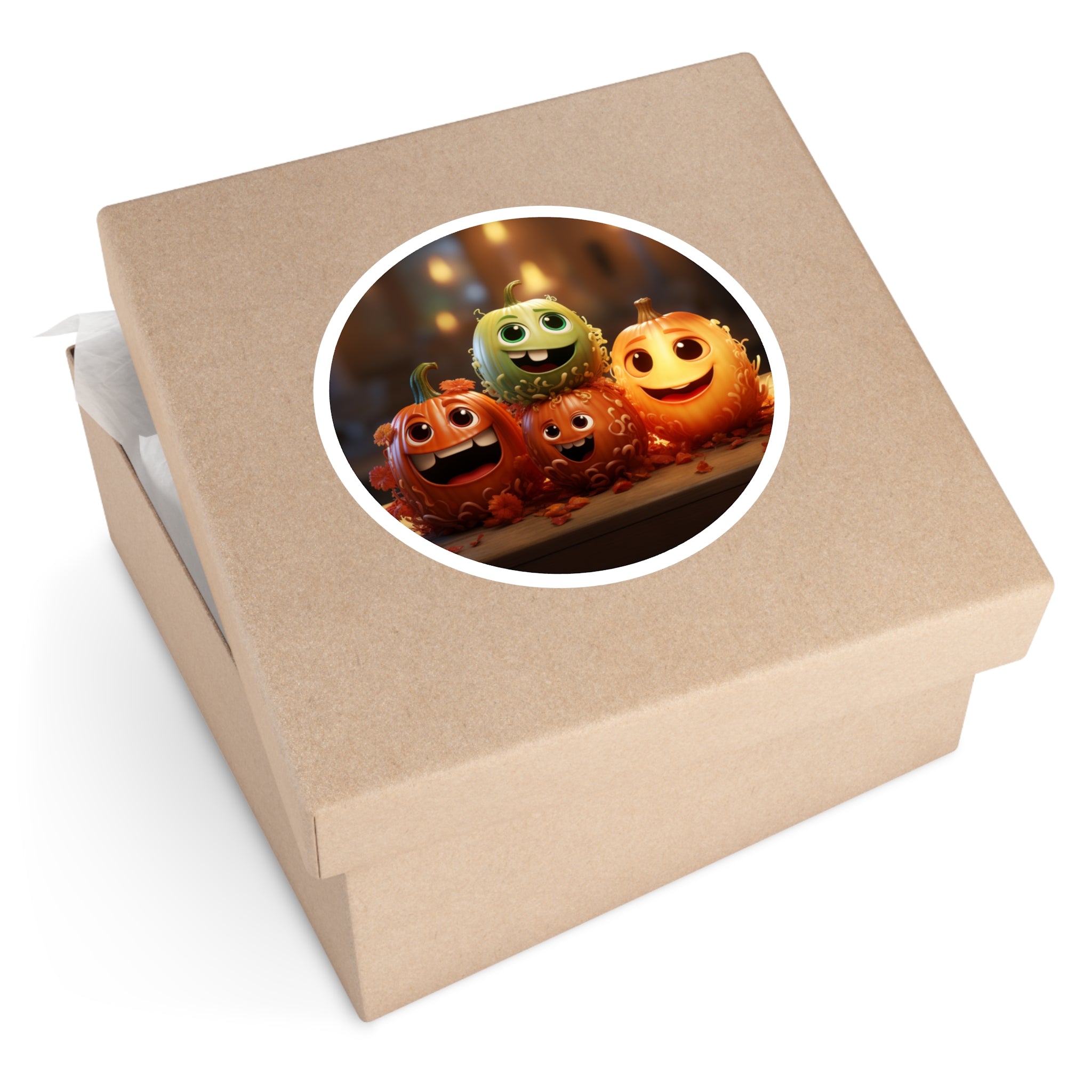 Happy Pumpkin Pals Sticker, Halloween Art, Cute Cartoon Design, Fun Autumn Aesthetic