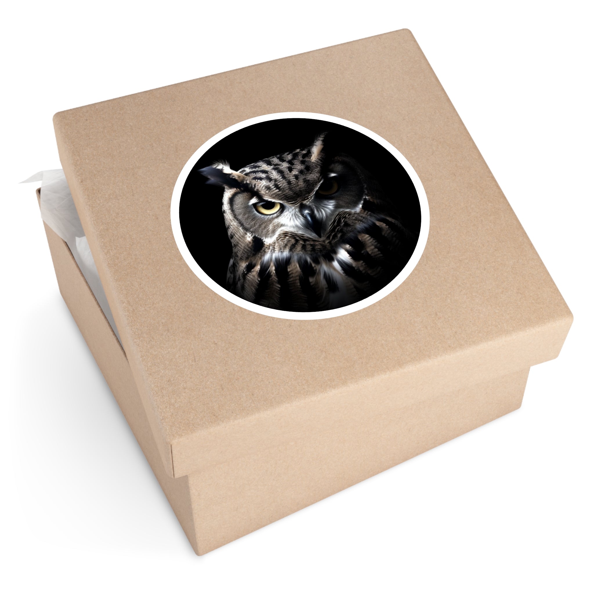 Great Horned Owl Sticker, Wildlife Art, Intense Gaze Design, Nature Gift