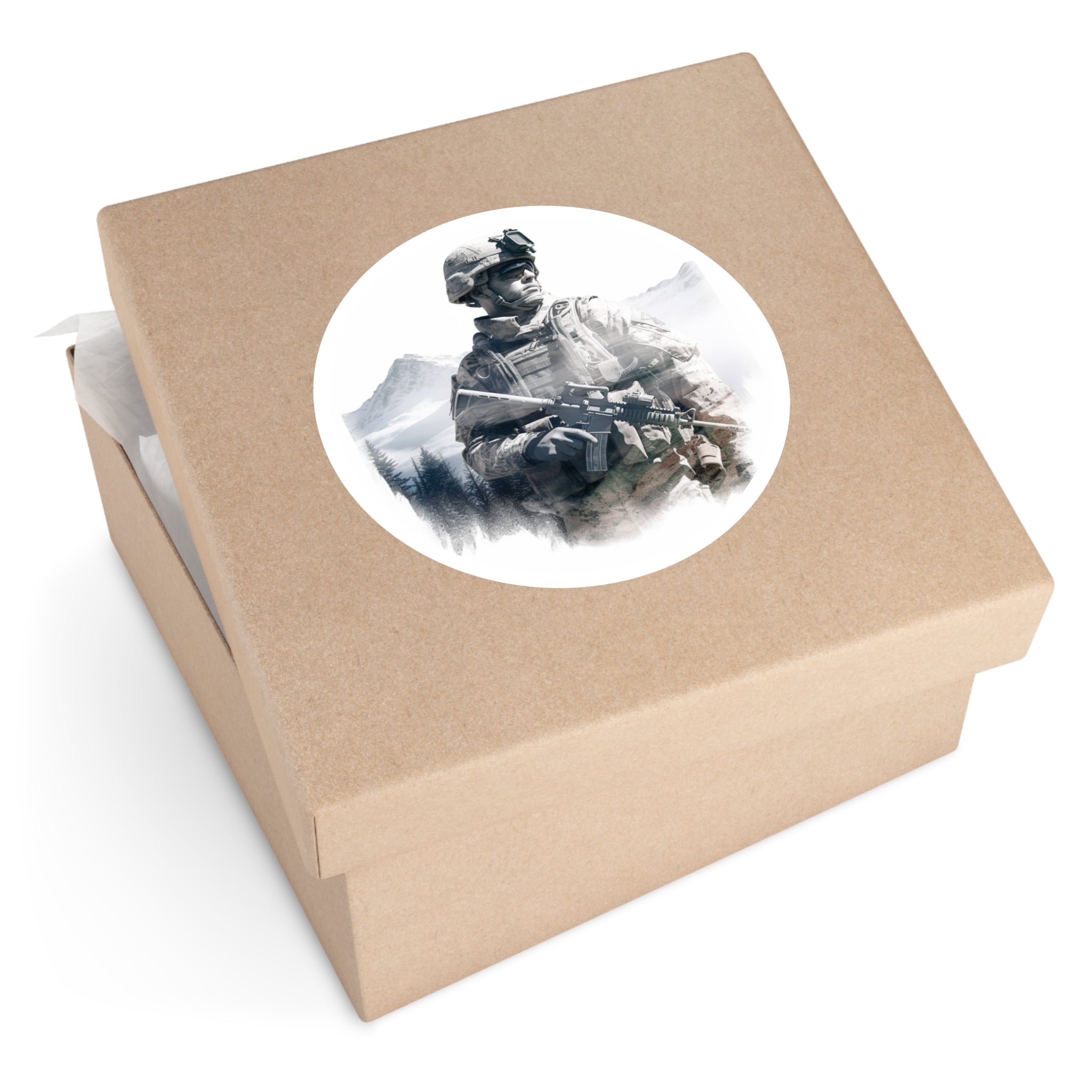 Soldier Mountain Sticker, Double Exposure Art, Hero Theme, Patriotic Gift
